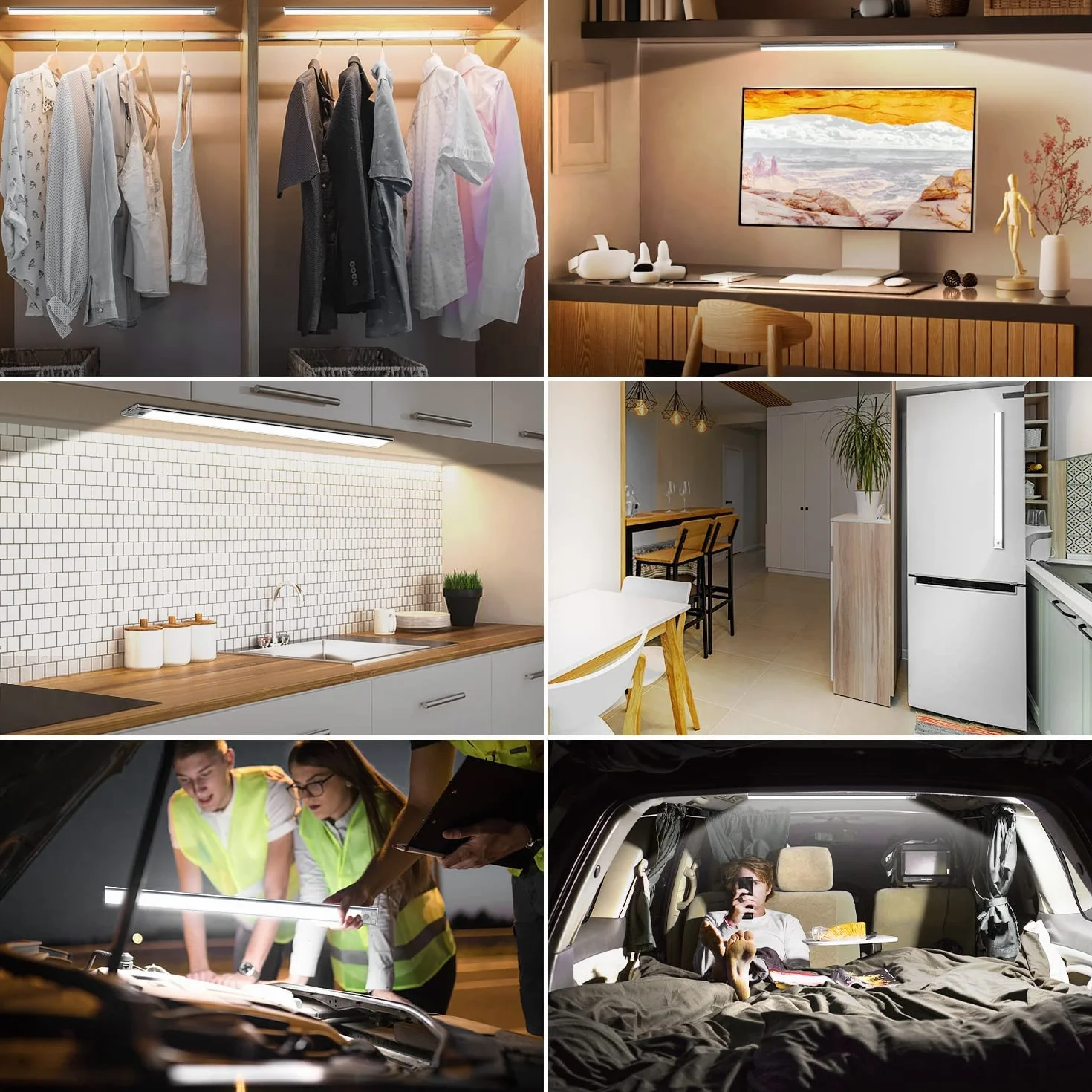 OUILA Luz de Armario con Sensor Movimiento 6500K Recargable 41CM Regulable Lampara LED Adhesiva