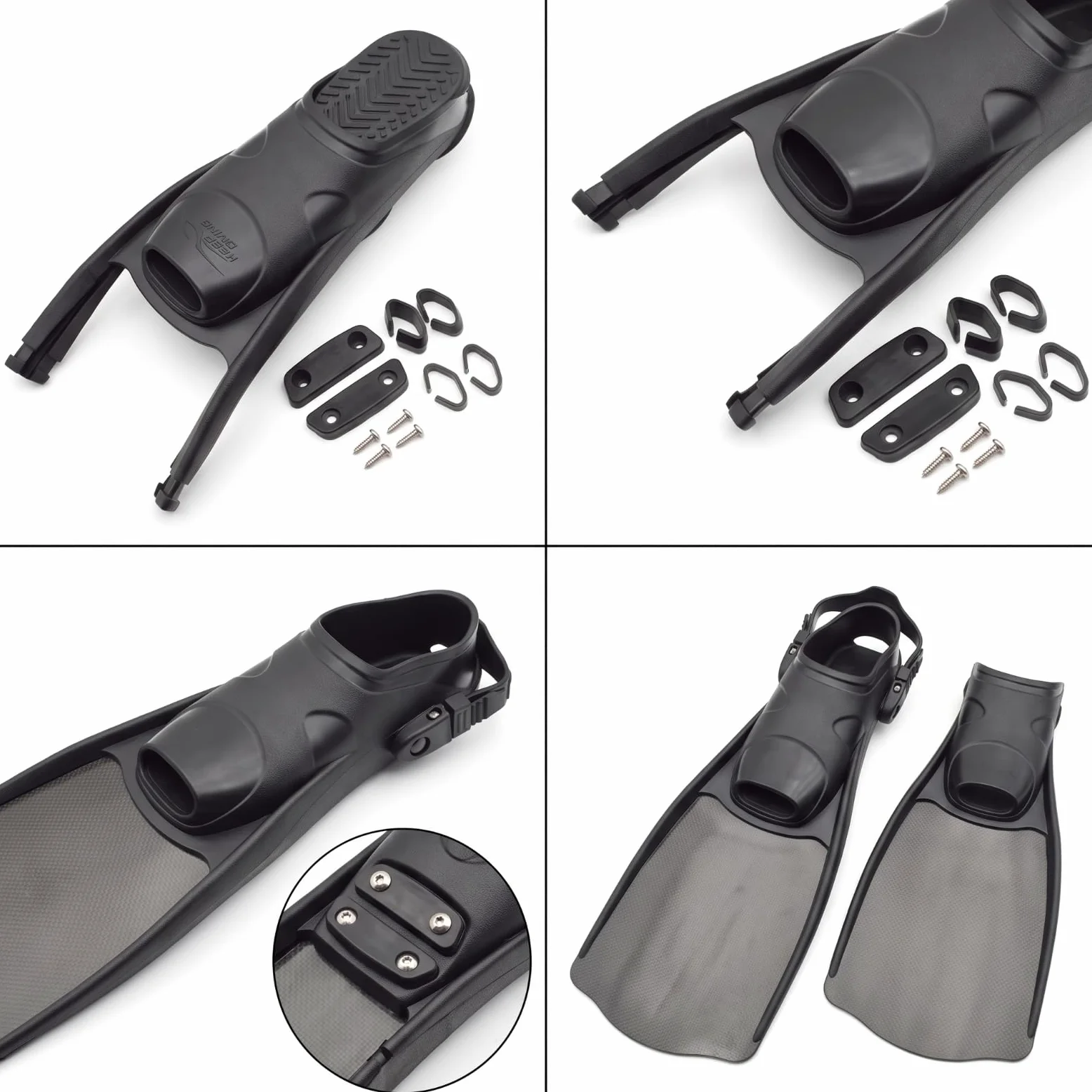 TISHITA Aletas de Natación Bolsillo de Propulsión para Personalizar Aletas con Fijación Estable Punta Cerrada y Tracción Mejorada en Caucho Termoplástico
