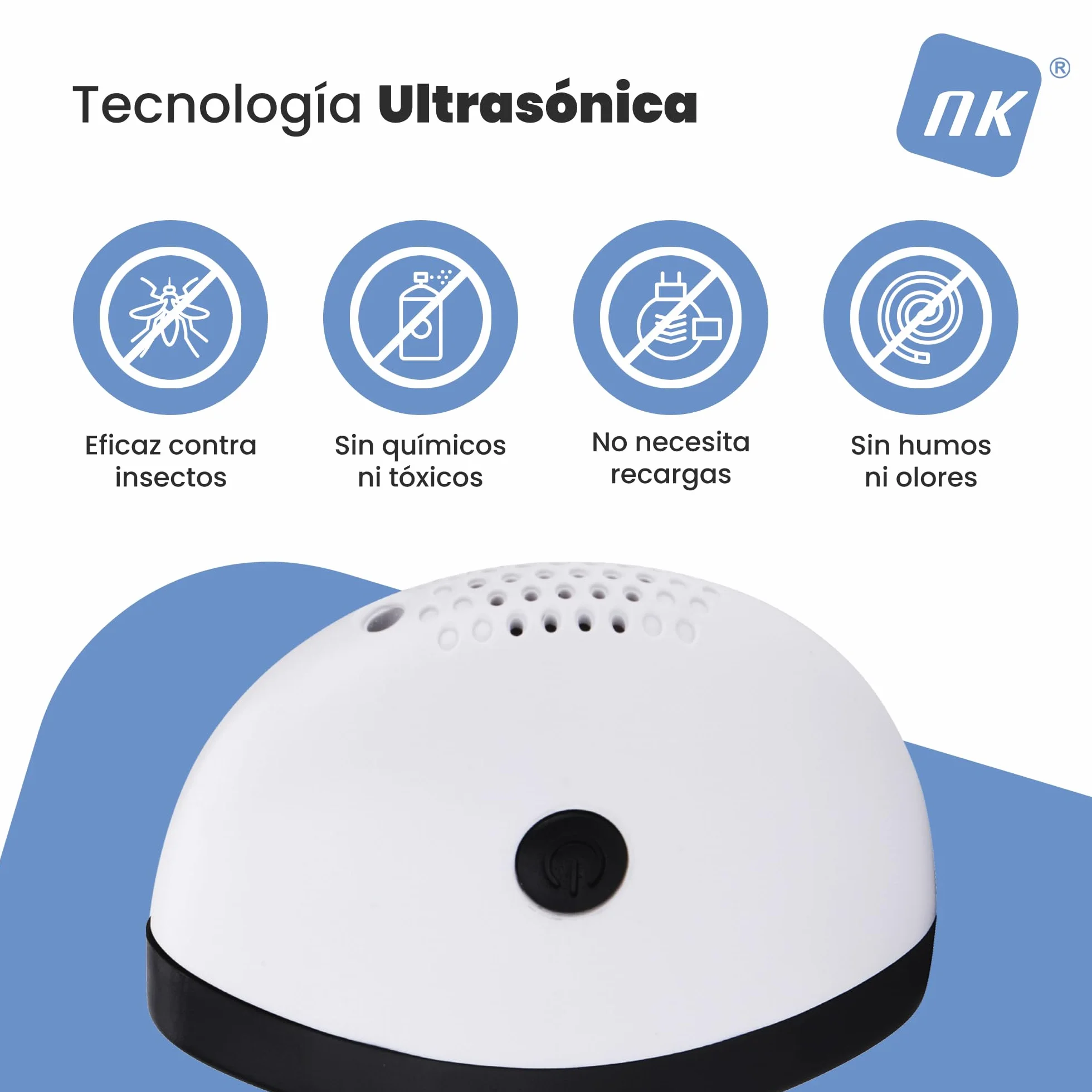Repelente Ultrasónico Antimosquitos Electrónico 150 m² Blanco Negro