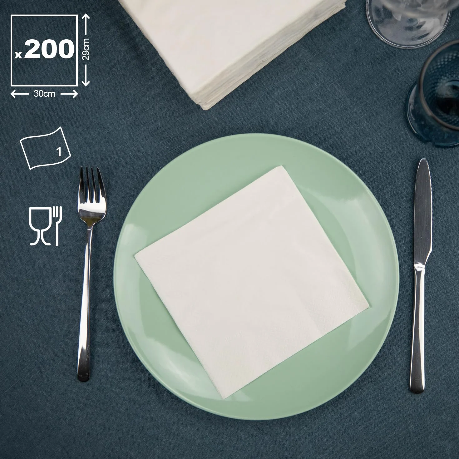 Servilletas Renovagreen Papel Reciclado 200 Unidades Etiqueta Ecológica Europea Tamaño Estándar