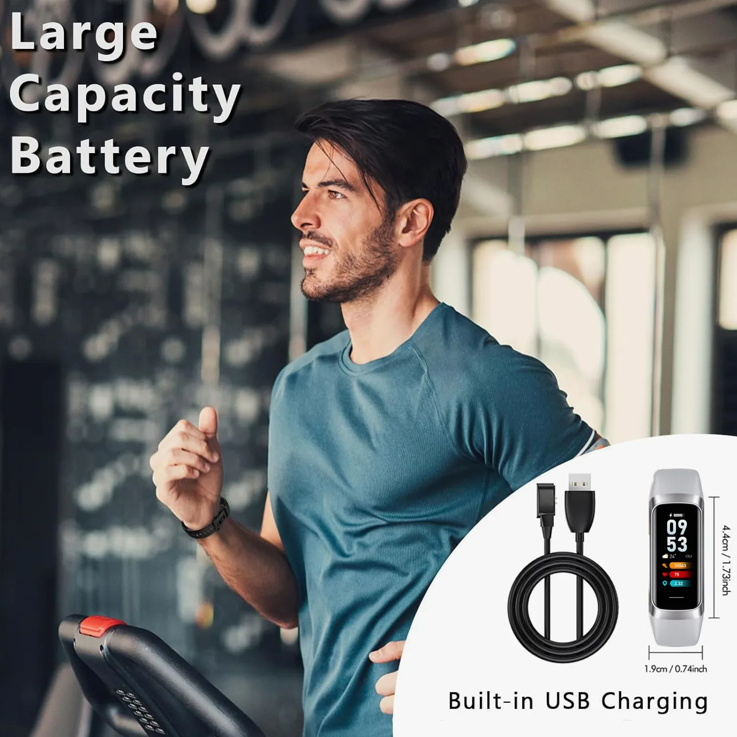 Rastreador de fitness con monitor de frecuencia cardíaca de oxígeno en sangre 24/7 y sueño, IP68 impermeable, pantalla táctil AMOLED de 1.10 pulgadas, contador de pasos, seguimiento de