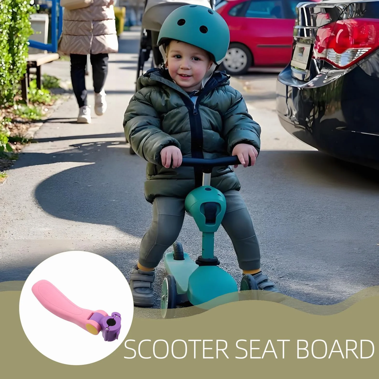 Asiento para Scooter Infantil de Plástico Rosa, Accesorio Portátil Fácil Instalación para Viajes y Uso al Aire Libre