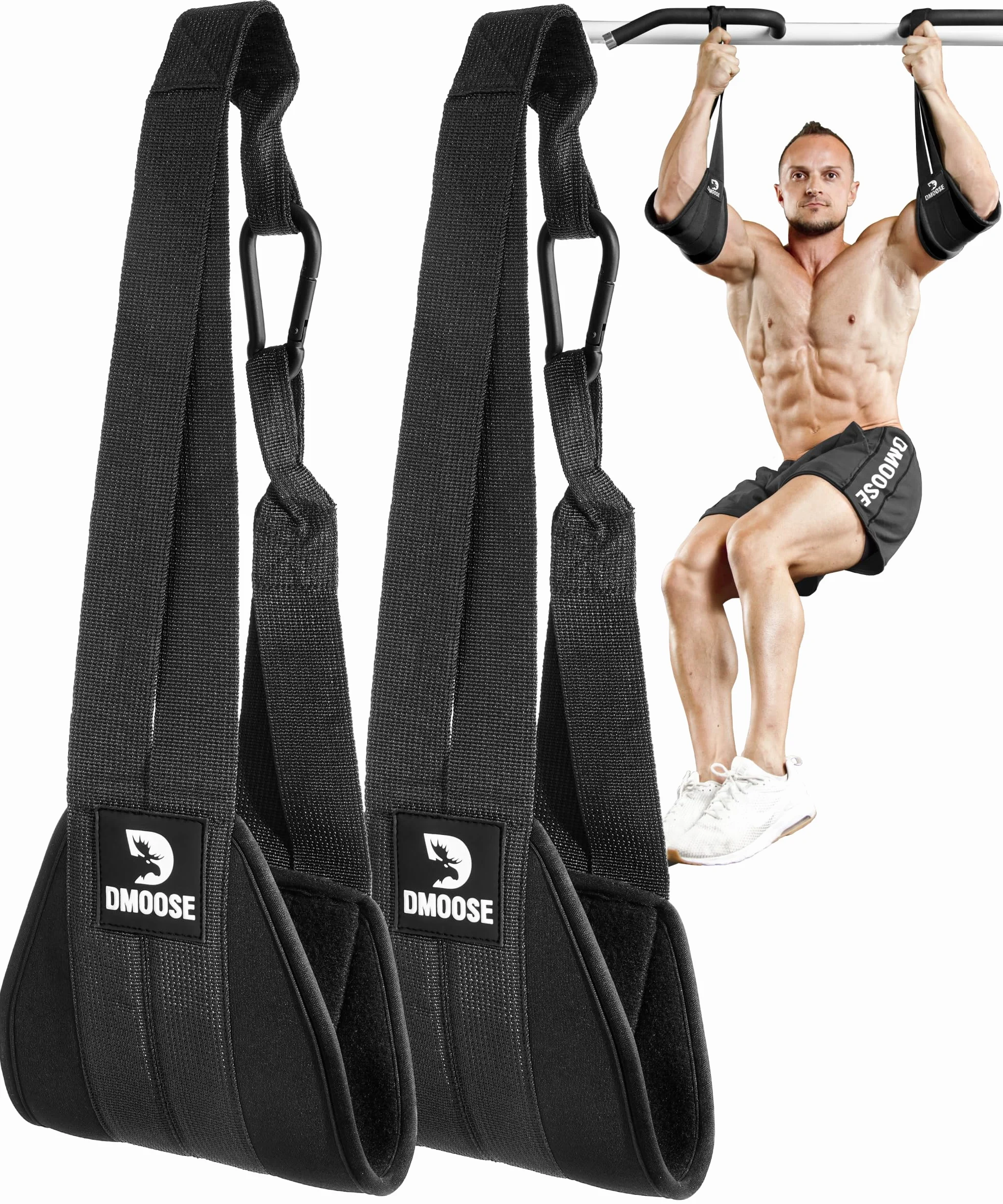 DMoose Fitness Ab Correas - Ejercitador de gimnasia para el hogar Six Pack - Soporte y costuras de doble correa, tejido antidesgarro, relleno de brazo más largo y grueso - Equipo de entrenamiento de Grado superior para hombres y mujeres