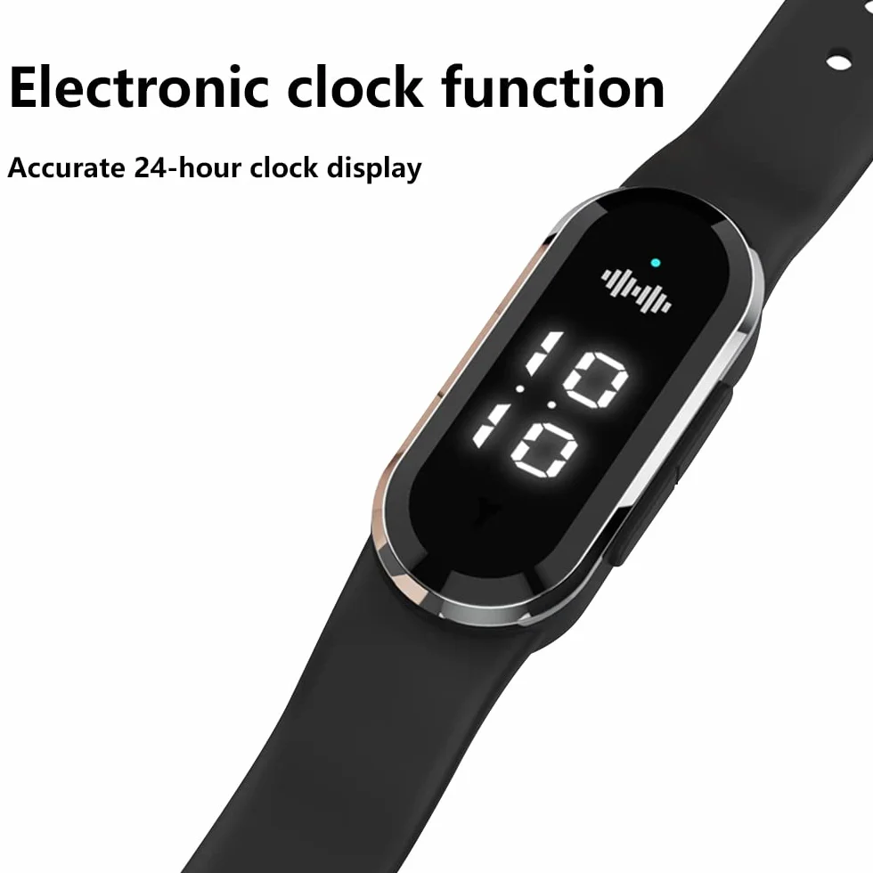 Pulsera repelente de mosquitos ultrasónica electrónica con carga USB Reloj repelente de insectos pantalla y detección de temperatura corporal blanca
