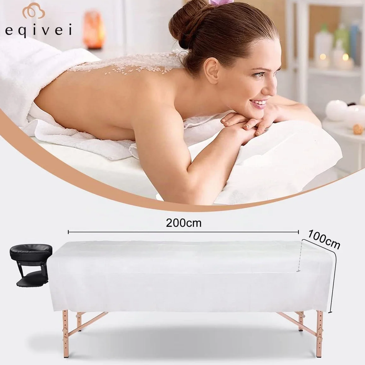 Sabanas Desechables Camilla Masaje 100x200 cm, No Tejidas, Blanco, 100 PCS