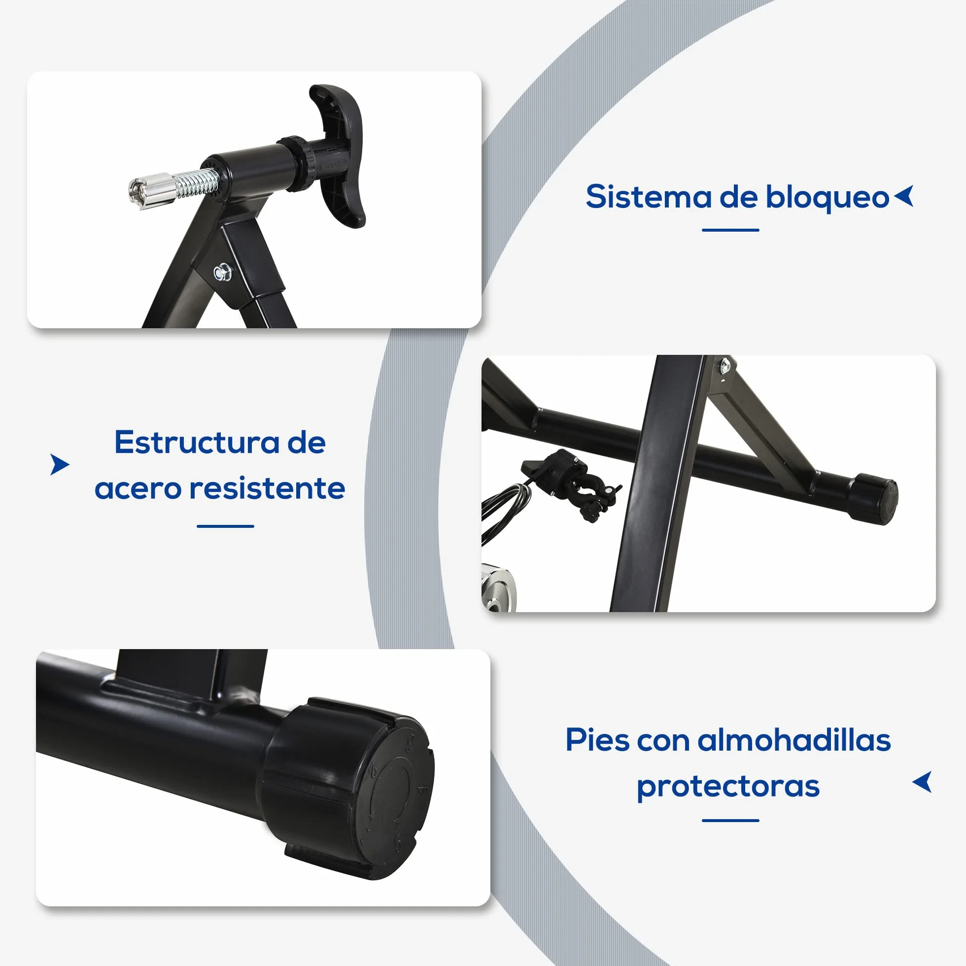 HOMCOM Rodillo de Bicicleta Entrenamiento Plegable con Resistencia Magnética Ajustable de 8 Niveles para Ruedas de 650C/700C o 26-28 Pulgadas para Interior 68x62,5x49 cm Negro