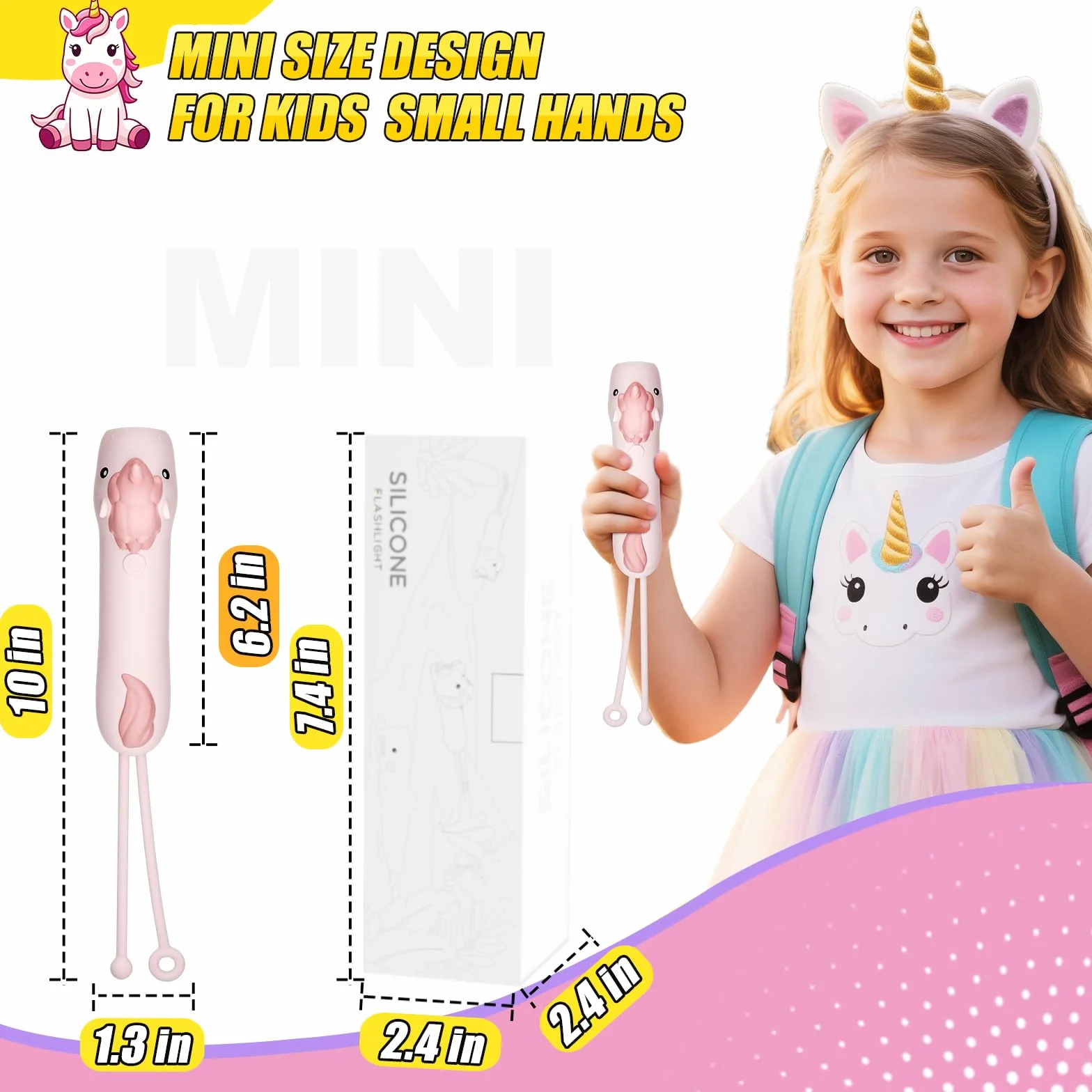 ZKLiLi Linterna Recargable LED Portátil para Niños Camping Senderismo Unicornio