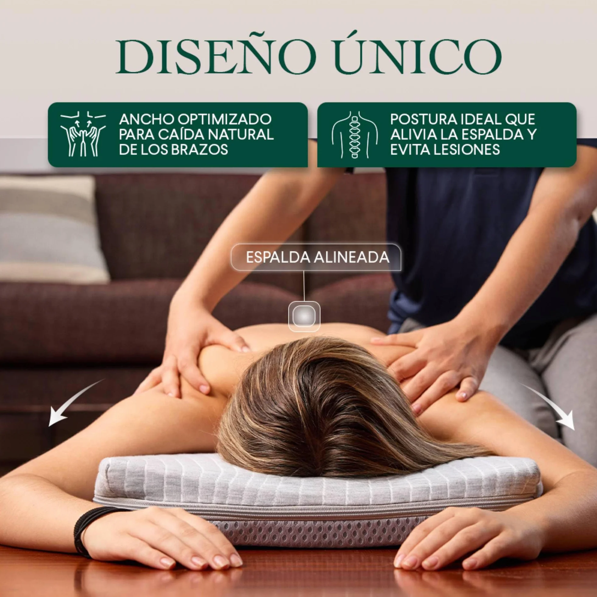 Colchón de Masaje Cervical Espalda Lumbar con Hueco Facial Ergonómico Espuma Firme Funda Lavable Incluye Aceite 100 ml