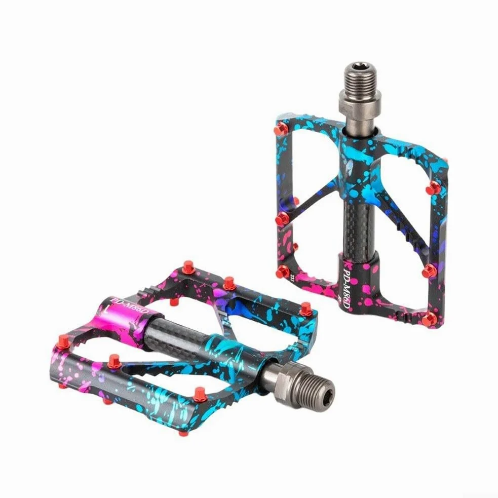 Pedales de bicicleta de aleación de aluminio con rodamientos sellados para ciclismo de carretera MTB, plataforma ancha, diseño plano antideslizante, 9,8 x 9,4 cm