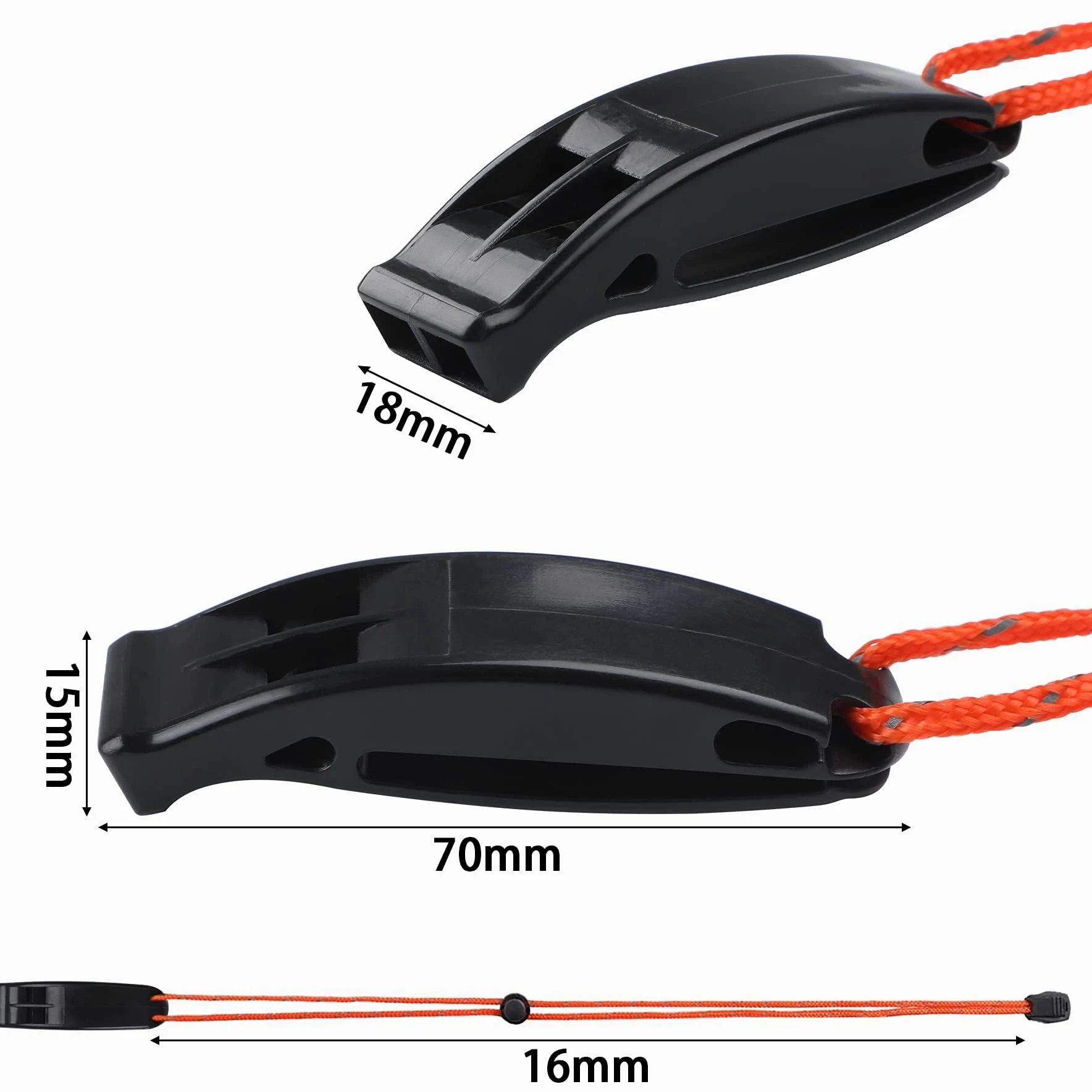 JULBEAR 6 silbatos de supervivencia de seguridad con cordón reflectante ajustable silbato de plástico de emergencia