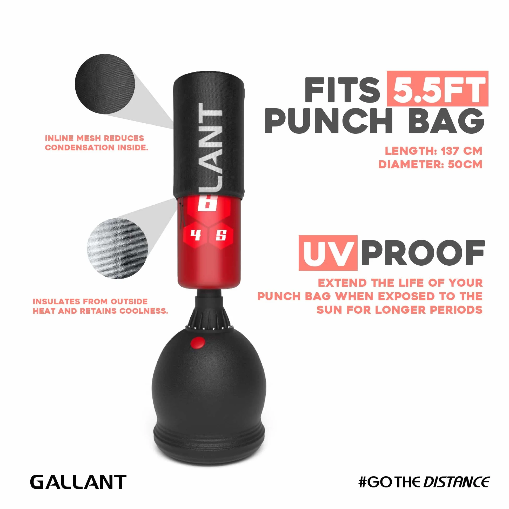 Gallant Funda para saco de boxeo de pie, se adapta a todos los sacos de boxeo de 5 a 6 pies, resistente al desgarro y a la intemperie, resistente al agua, con acabado elástico para un agarre seguro
