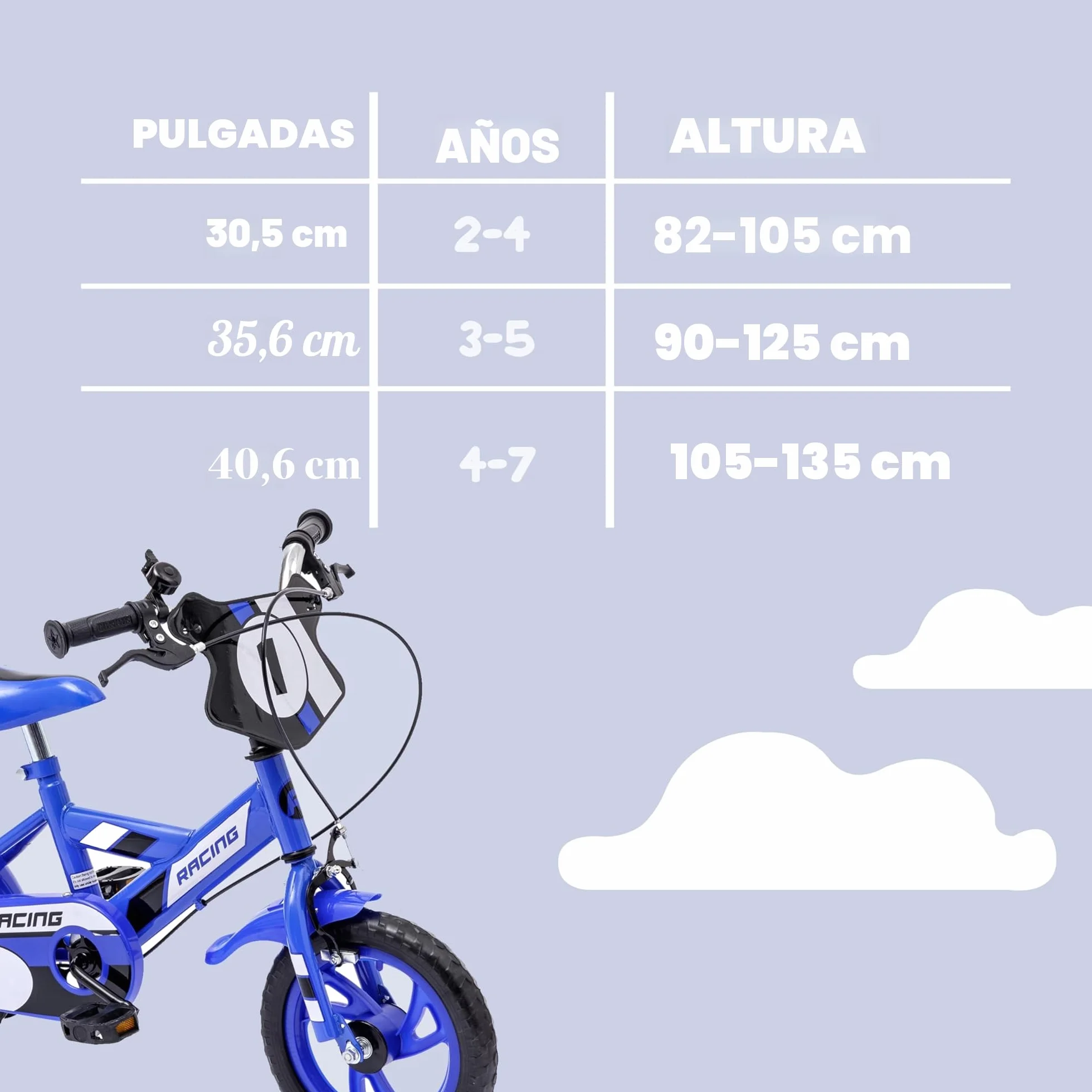 Baroni Toys Bicicleta Azul para Niños con Ruedas Incluidas, Bicicleta Deportiva de Acero para Niños, Bicicleta con Ruedas para Niños, Bicicleta para Niños de 4 a 7 Años