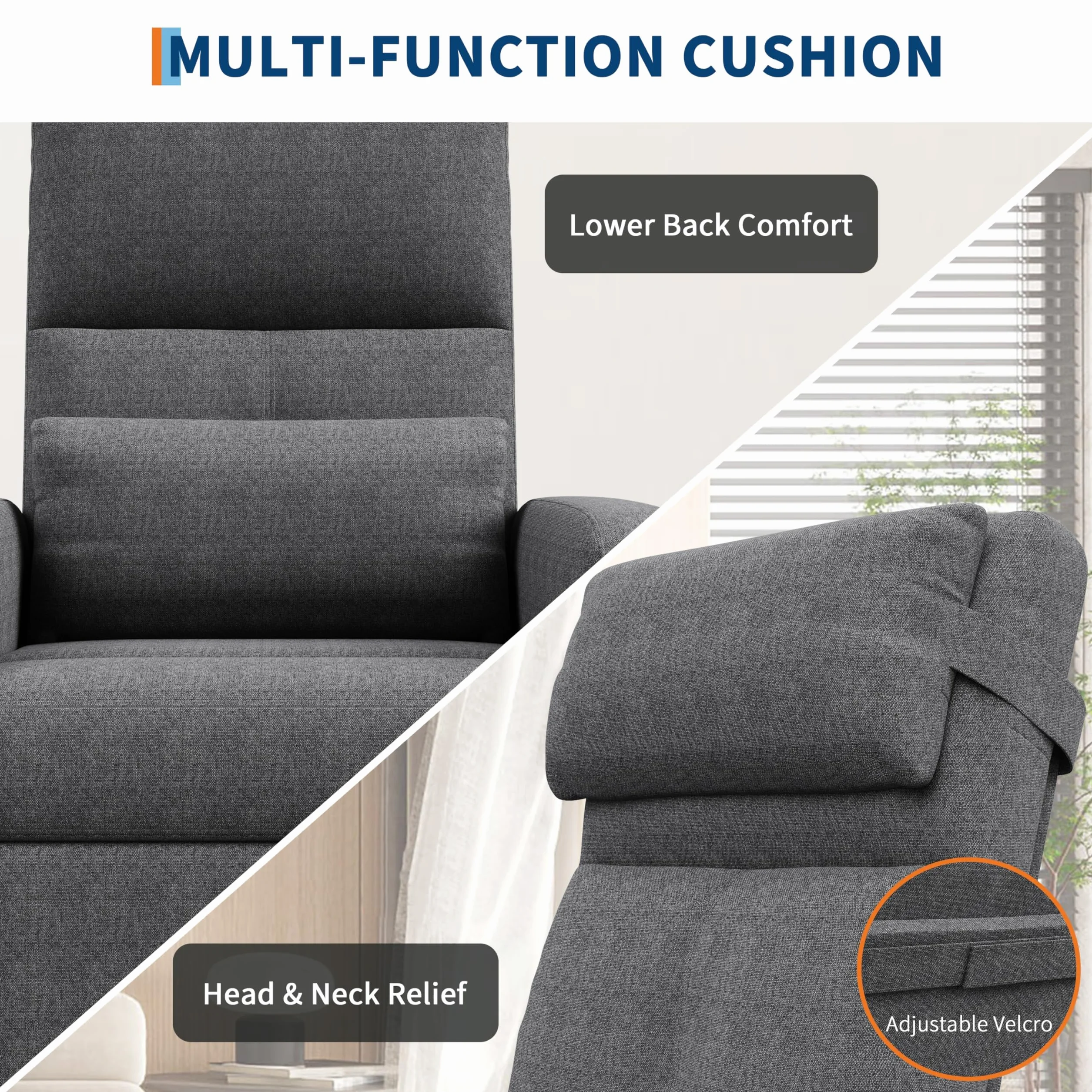 Sillón Eléctrico Reclinable con Masaje y Calor, Asiento de Lino, Respaldo y Reposapiés Ajustables 165°, Puerto USB, Soporte Lumbar