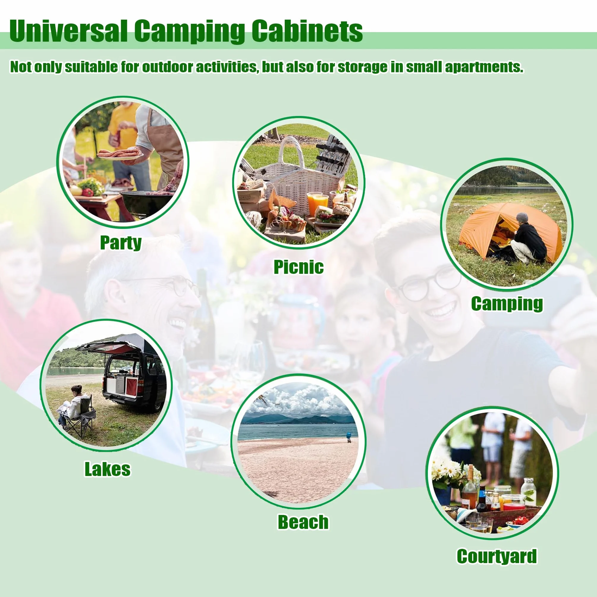 Armarios de camping al aire libre plegable cocina de camping de estructura de aluminio, tela Oxford lavable y paneles de MDF, armario de tienda de campaña, caja de cocina con bolsa de transporte
