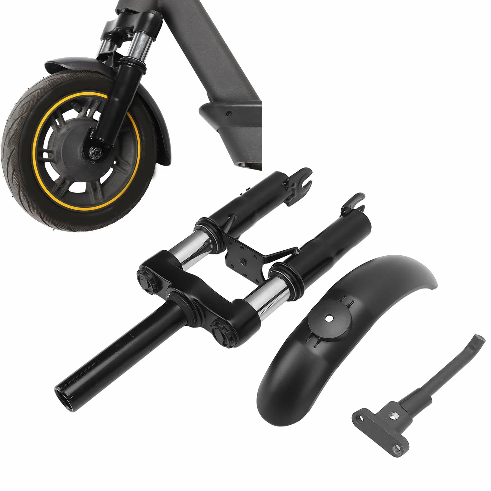 Kit de Suspensión Delantera para Xiaomi M365/M365 Pro/M365 Pro 2/1S, Amortiguador con Soporte para Pies y Protector de Barro