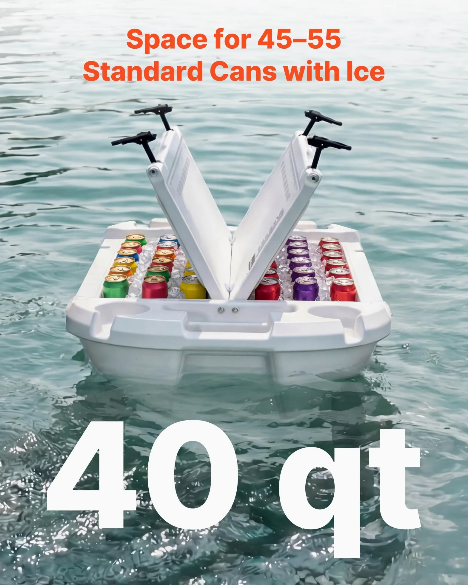 VEVOR Nevera Flotante 37,9 L Enfriador Flotante para Agua y Tierra con Carcasa Rígida Aislada, Ruedas, Portavasos, Cuerda de Remolque, Asas Laterales para Playa Piscina Barco Bebida Hielo Color Blanco