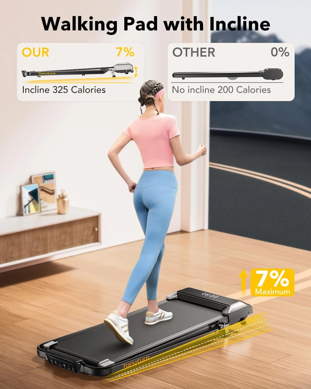 Cinta de Correr Plegable 3 en 1, Almohadilla para Caminar con 7% de inclinación, caminadora eléctrica de 2,5 HP para el hogar Debajo del Escritorio, Control Remoto magnético, 12 km/h, 40 x 100 cm, 12