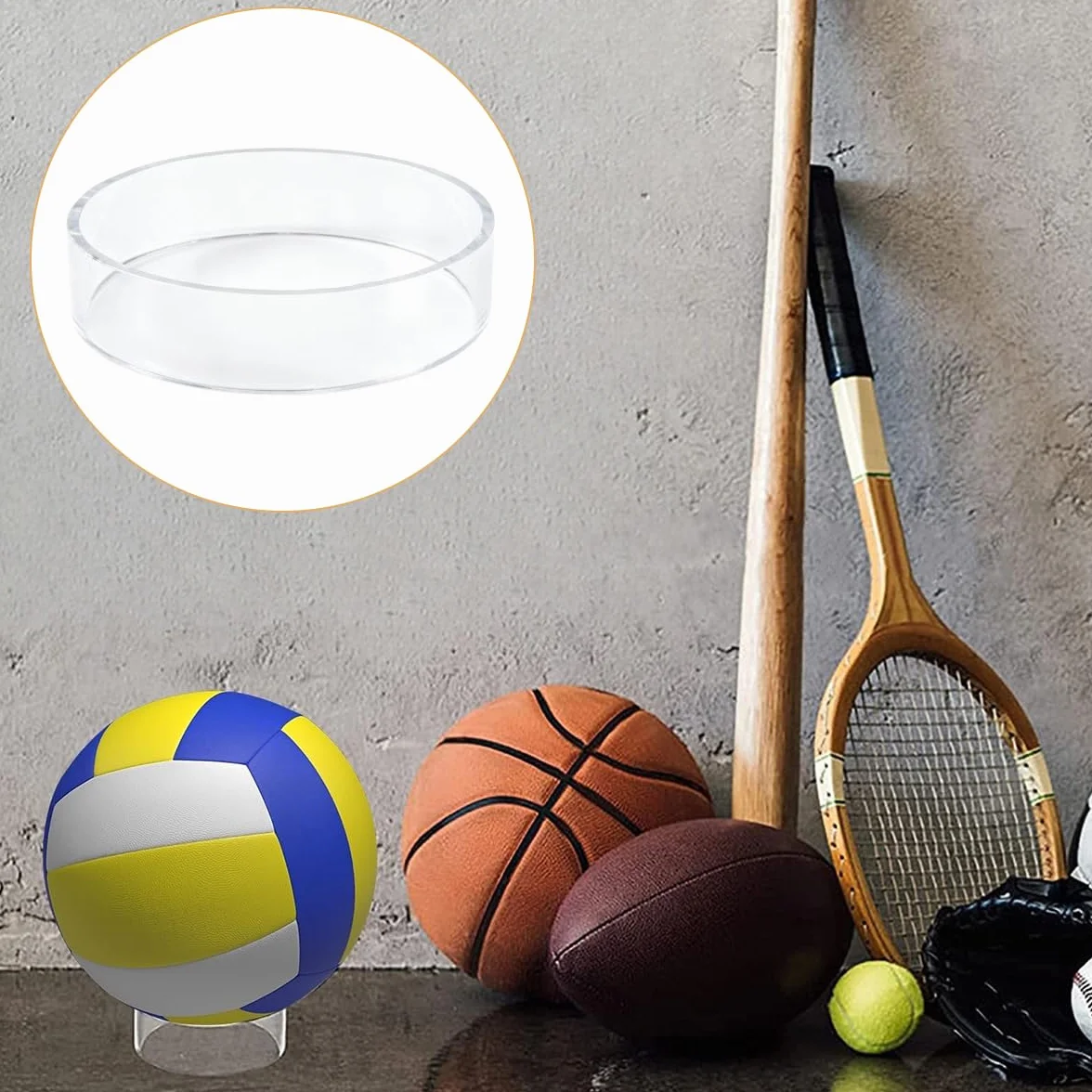 Riven 6 soportes de bola de acrílico transparente, soporte de exhibición redondo para baloncesto, voleibol, fútbol, cajas de almacenamiento de recuerdos