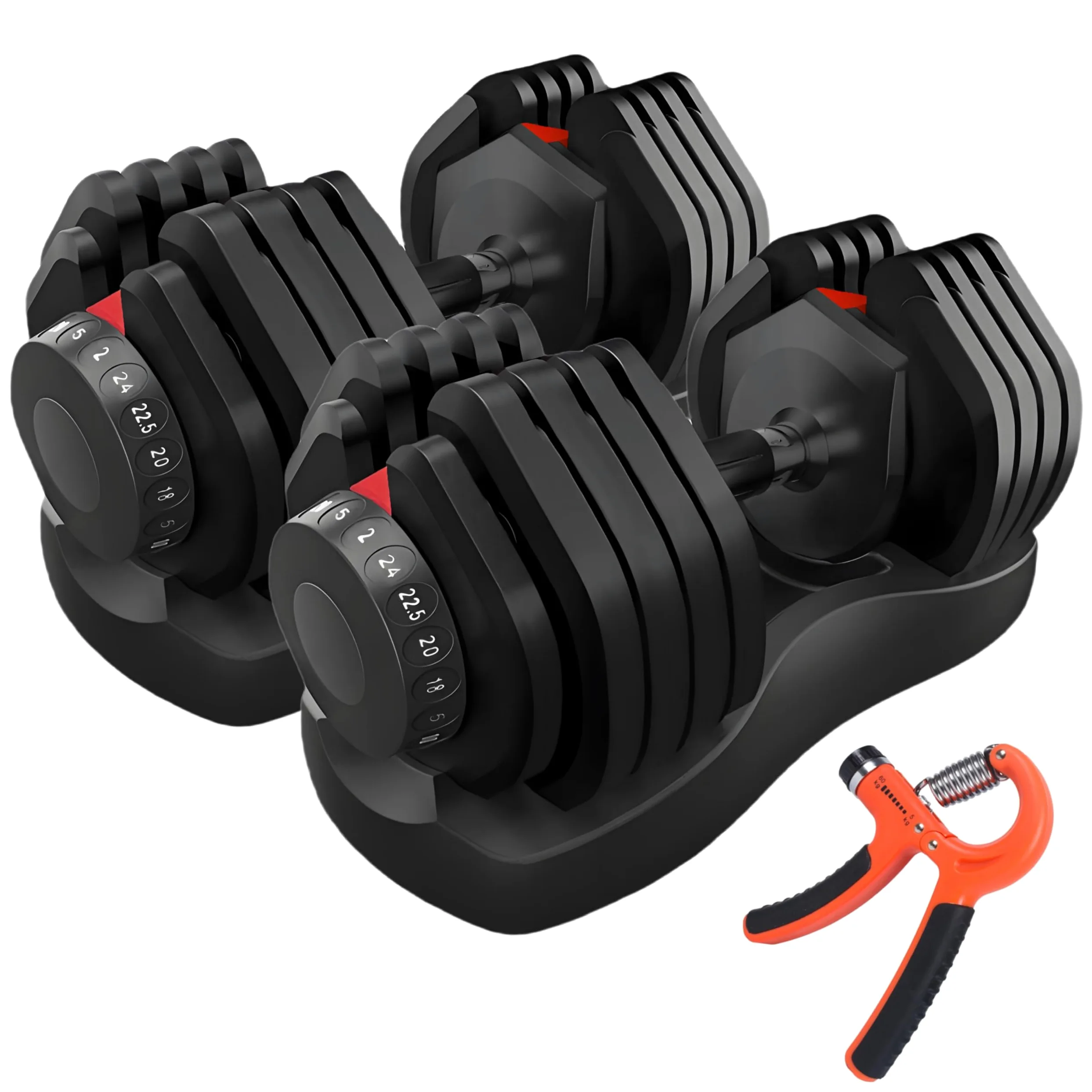 HAKENO Juego de mancuernas ajustables 15 en 1 de 24 kg y 40 kg que ahorran espacio, entrenamiento de fuerza y entrenamiento en casa, pesas variables que ahorran espacio (12/24/40 kg)