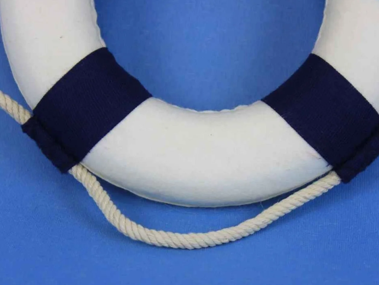 Hampton Nautical Hechos a Mano náutico decoración Antiguo Decorativo Colores Vida Anillo decoración, Azul, 6 Pulgadas