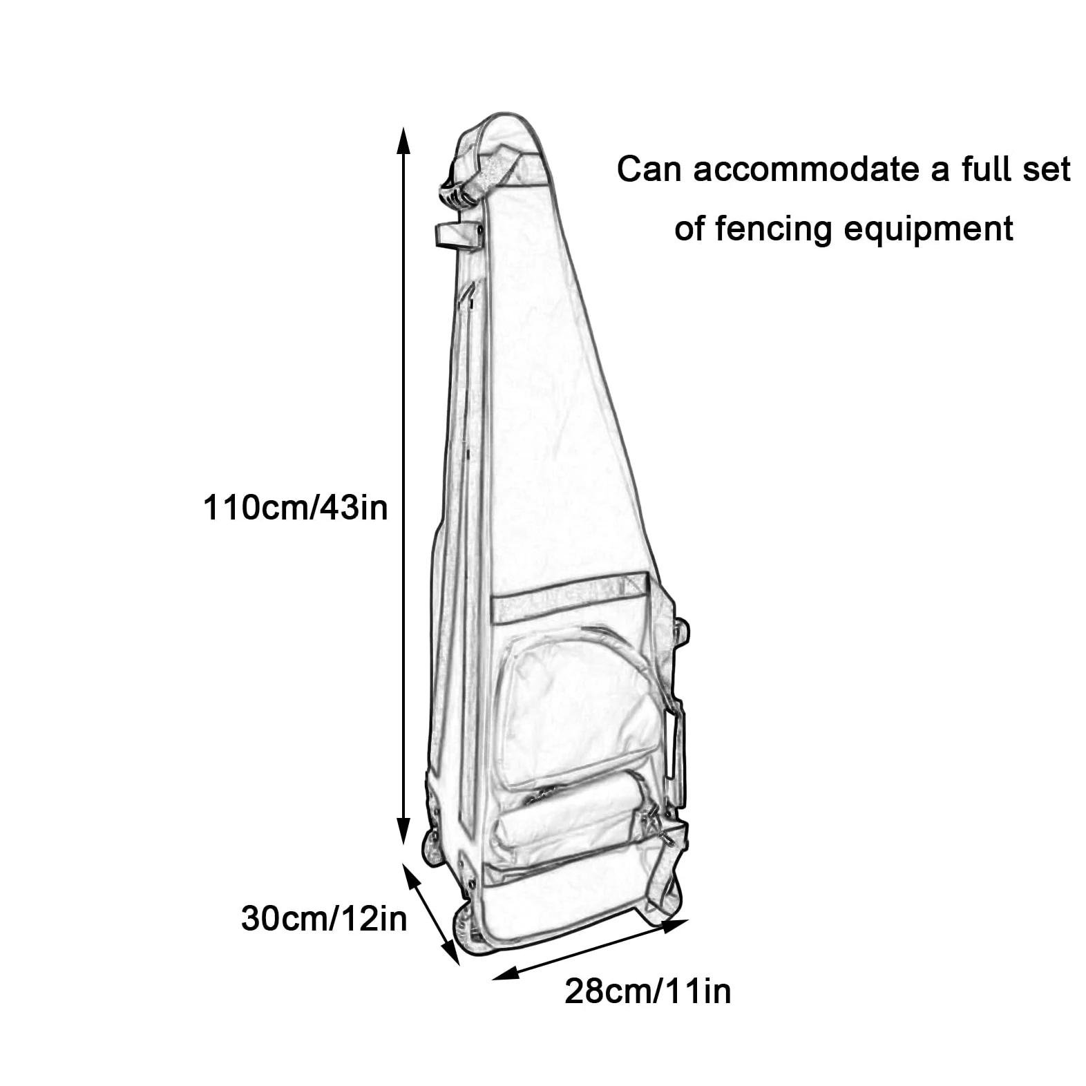 Mochila Portátil para Esgrima, Bolsa de Ruedas de Esgrima, Cremallera de Doble Sentido, Ideal para Entrenamiento de Florete, Espada y Sable