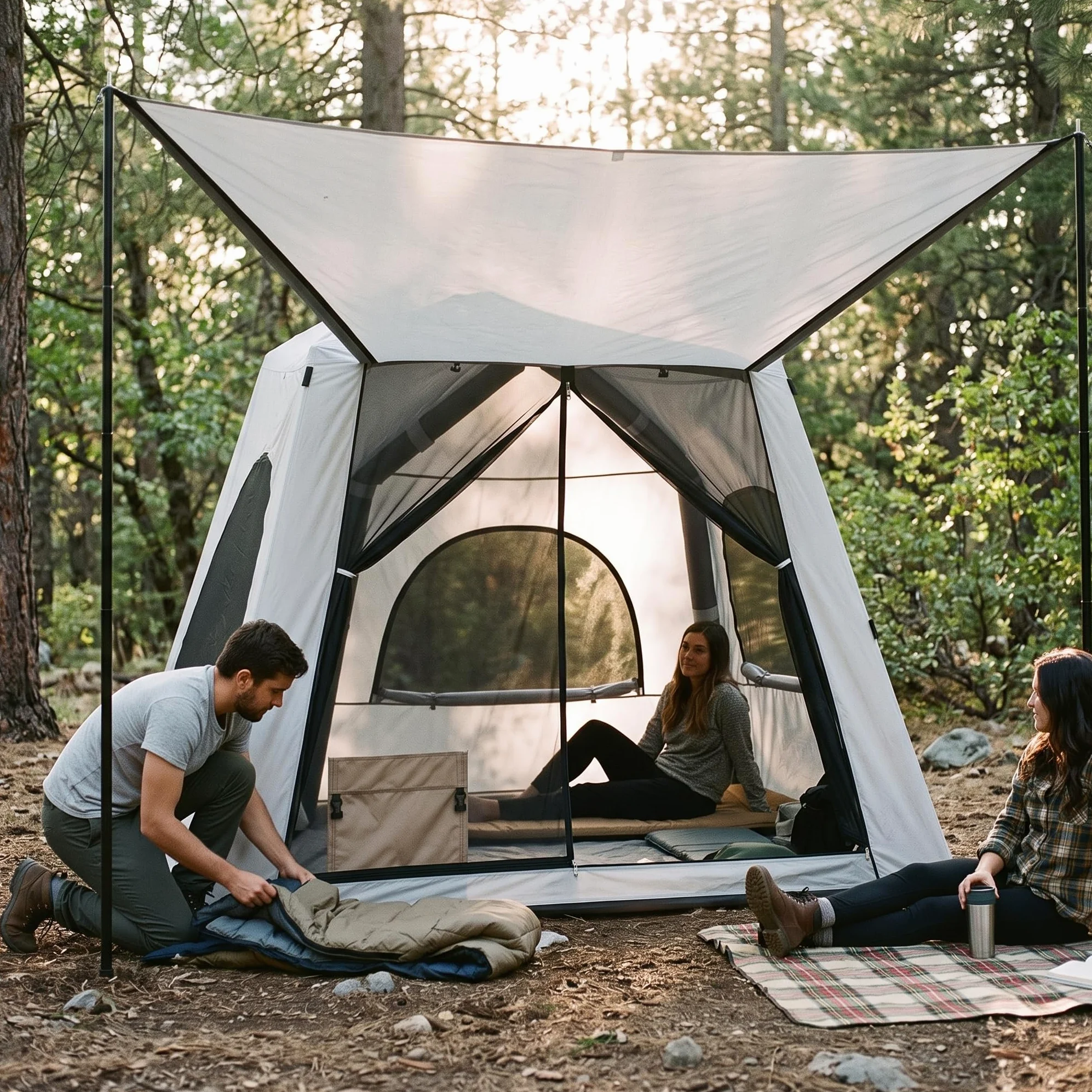 Tienda Inflable Camping para 3 y 6, Tienda Impermeable Montaje rápido, para Noche