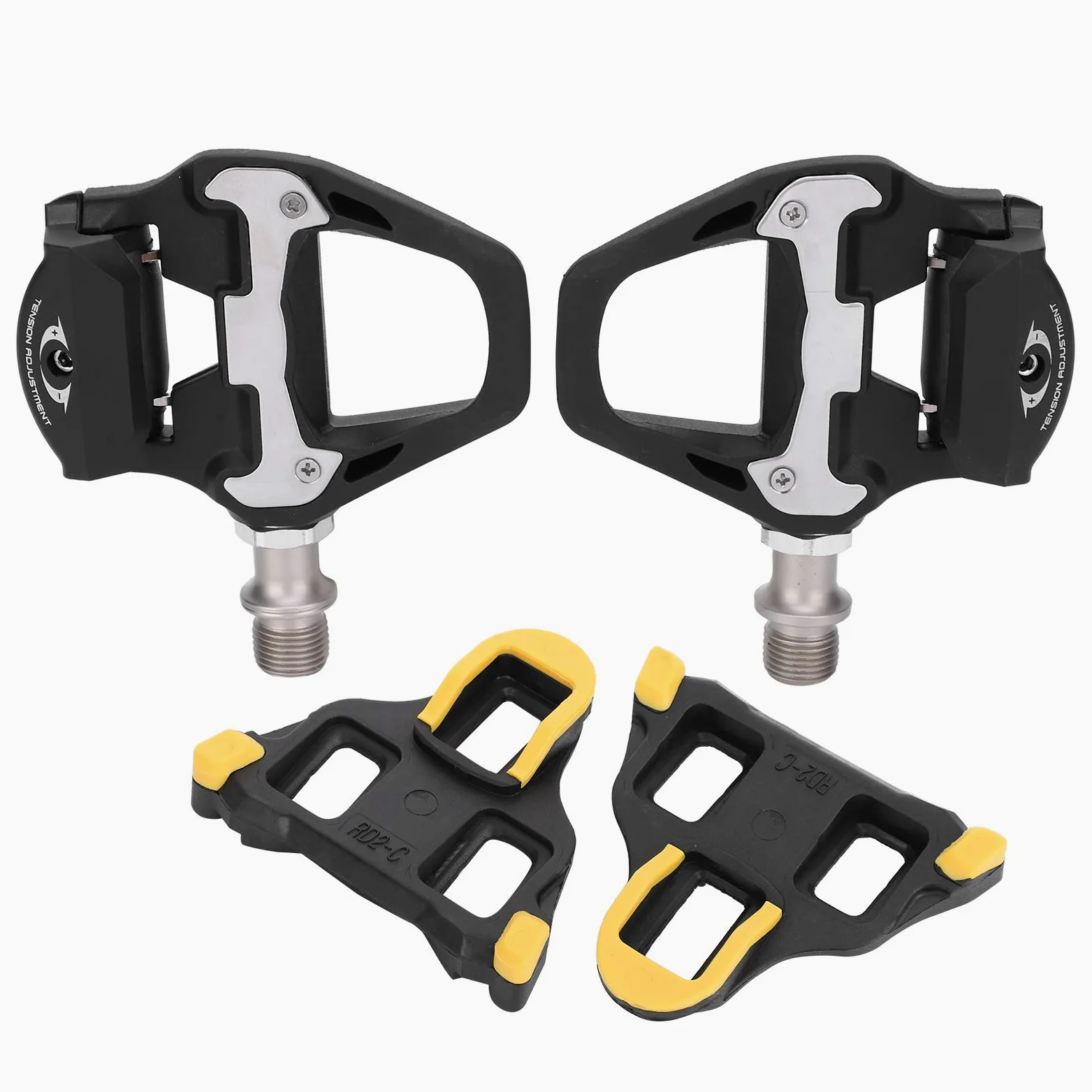 Pedales -SL de Bicicleta de Carretera y Montaña - Plataforma de 9/16 Pulgadas con Placas, Aleación de Aluminio para Trekking