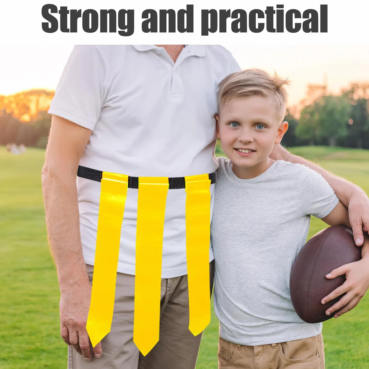 GALPADA 2 Cinturones de Flag Football Ajustables para Adultos y Jóvenes Set con Banderines Amarillos y Rojos de Nailon y PVC Kit Deportivo Portátil con Bolsa de Almacenamiento para