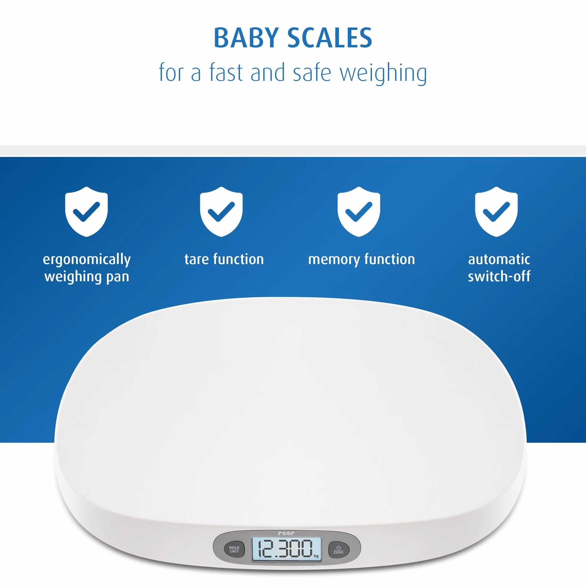 Báscula Ergonómica para Bebés reer BabyCare 25 kg Precisión 5 g LCD
