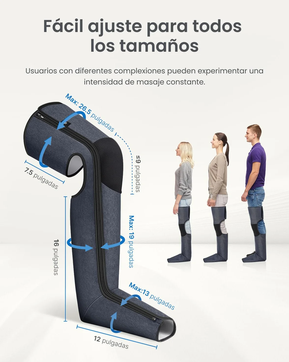 RENPHO Masajeador de piernas con compresión de aire, 360° cobertura total, pies y piernas, cremalleras dobles, 5 intensidades