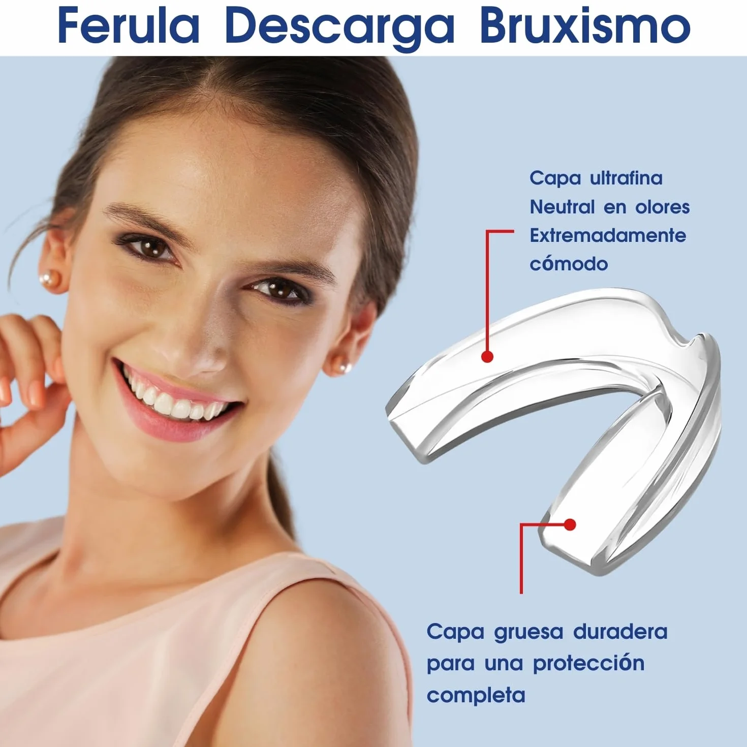 Ferula Descarga Bruxismo 4 Piezas 2 Tamaños, Protector Bucal Dental para Dormir