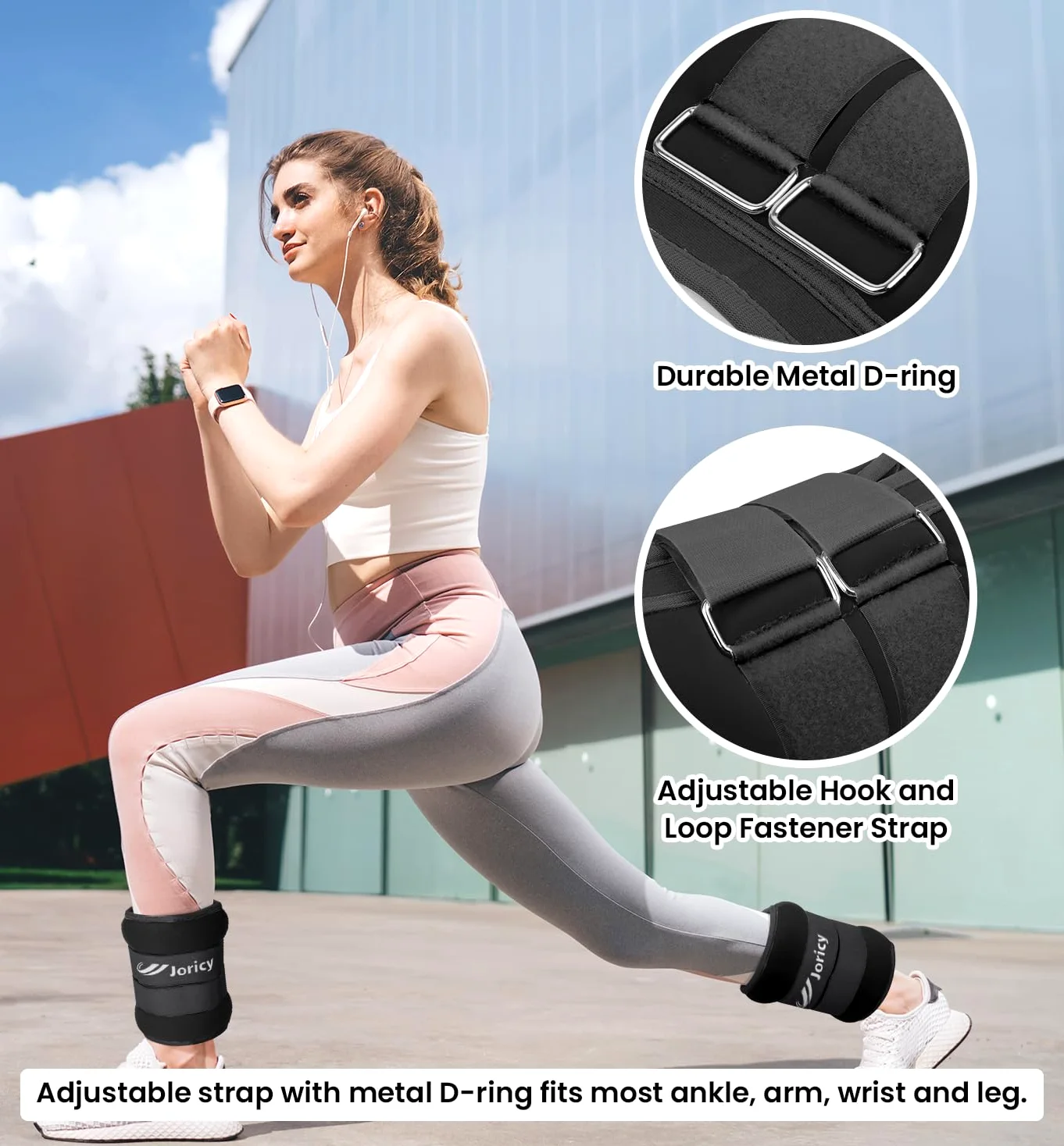 JORICY Pesas para Tobillos, Pesas para Tobillo y Muñecas 1 2 3 4 5 6 8 10 kg 1 par Pesas Muñeca Lastres Tobillos Tobilleras con Correas Ajustables para Ejercicios de Fitness Caminar