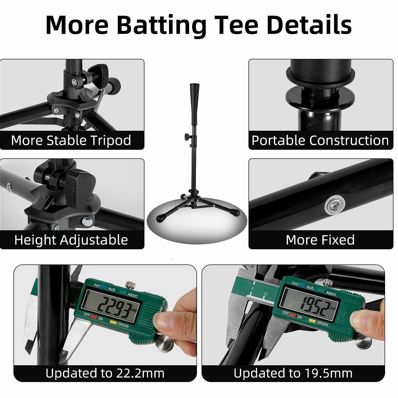 Oshhni tee de bateo de béisbol, Equipo de Entrenamiento, Ajustable, Plegable, Mejora la precisión de bateo, tee de bateo de sóftbol para Mujeres y Hombres
