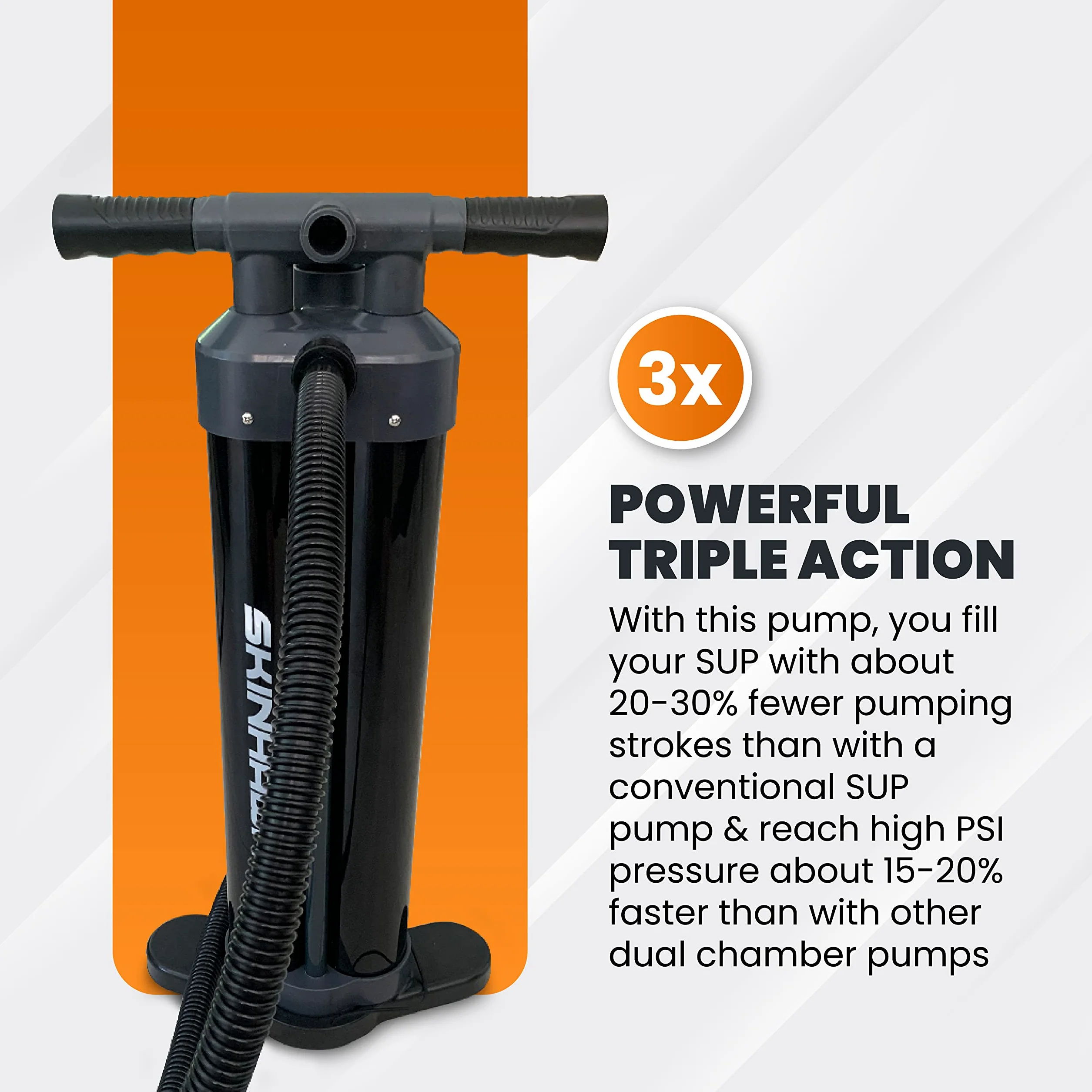 SKINHAWK HP6 Triple Action Bomba Inflador Hinchador para SUP, kayak, canoa
