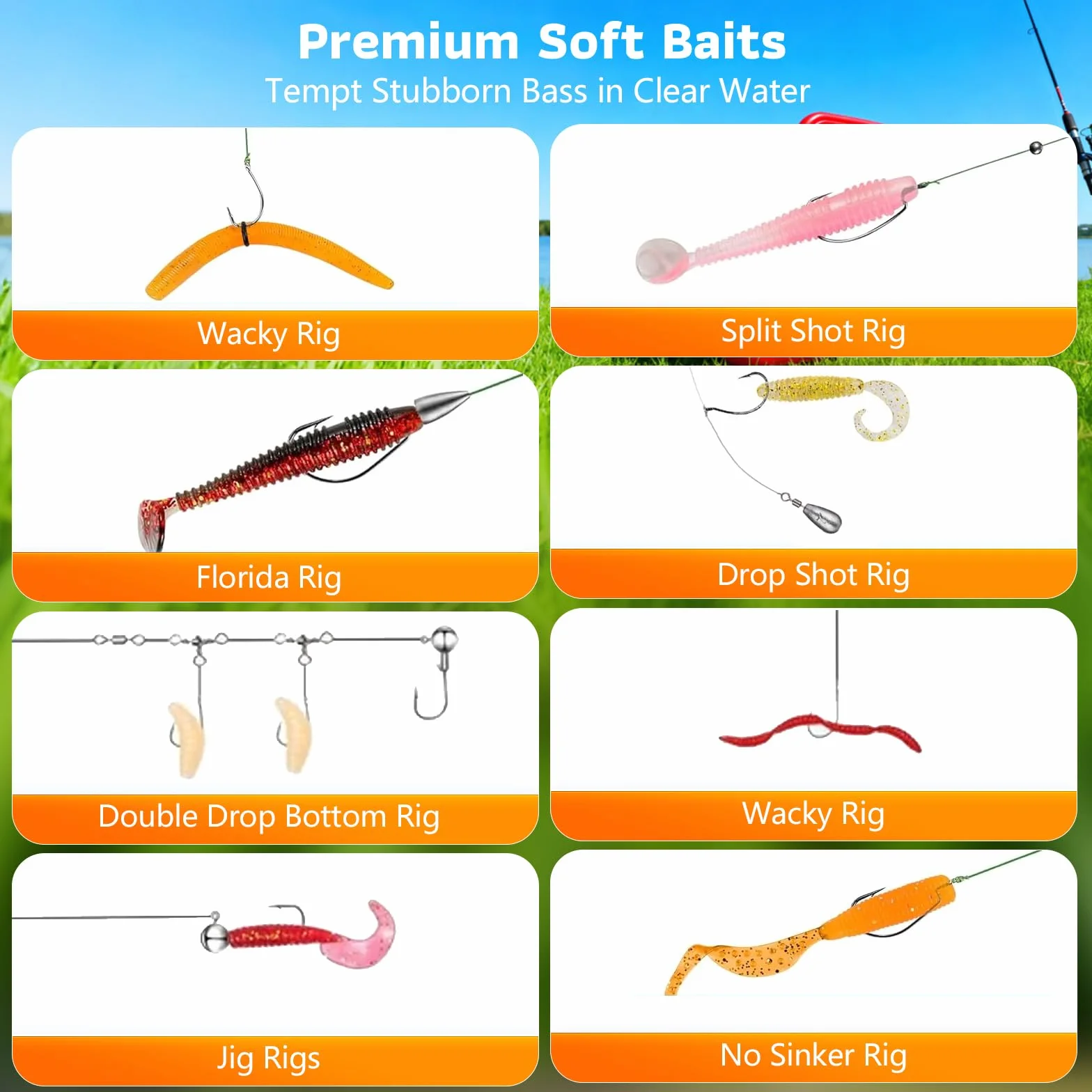 Juego de señuelos de pesca, 314 unidades, accesorios de pesca y accesorios de pesca con clips para labios, anzuelos, pesos de pesca, maletín de 3 estantes con accesorios, equipo de pesca adecuado para