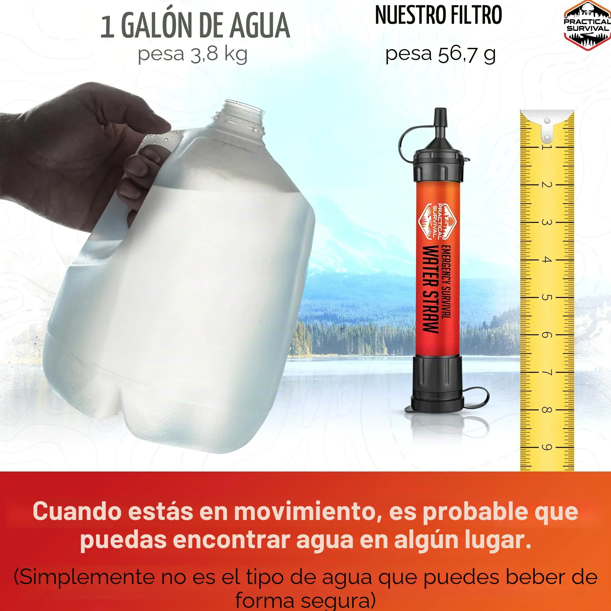 5 pajitas de agua de supervivencia de emergencia de alta capacidad, filtro de agua personal para camping, senderismo, viajes, ciclismo, supervivencia, preparación para emergencias, ligero,