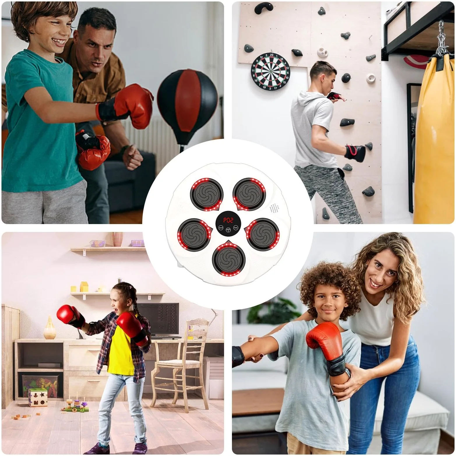 Cojín de boxeo musical - cojín de boxeo inteligente, equipo de boxeo inteligente | Objetivo de boxeo de música electrónica con guantes de boxeo, entrenador de boxeo de música inalámbrico montado en la