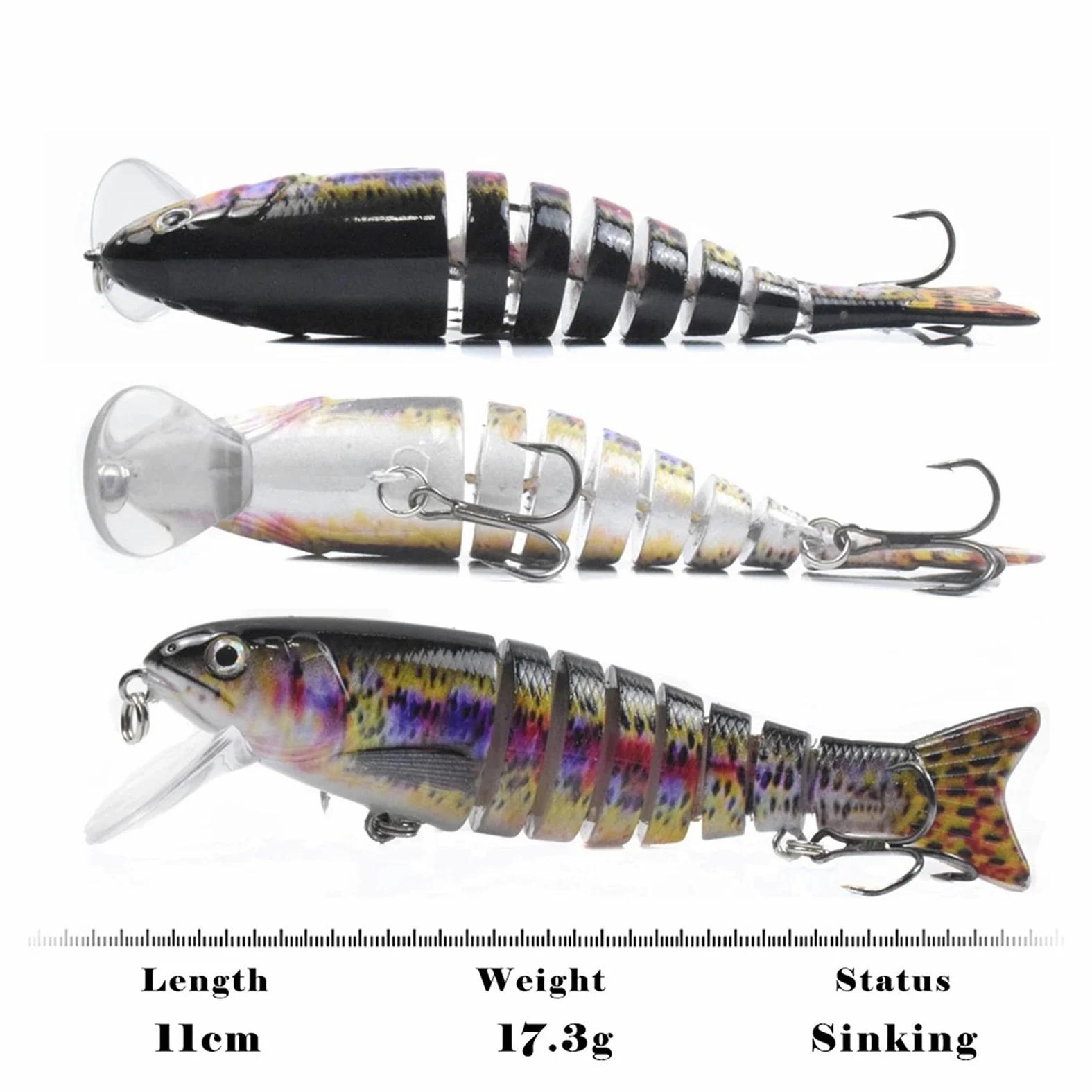 Señuelos de Pesca Señuelos de Pesca hundimiento Wobblers Conjuntos de Pesca señuelos de Pesca 8 segmentos Minnow Cebos Artificiales Pesca Tackle 5pcs/ Caja Cebos Artificiales