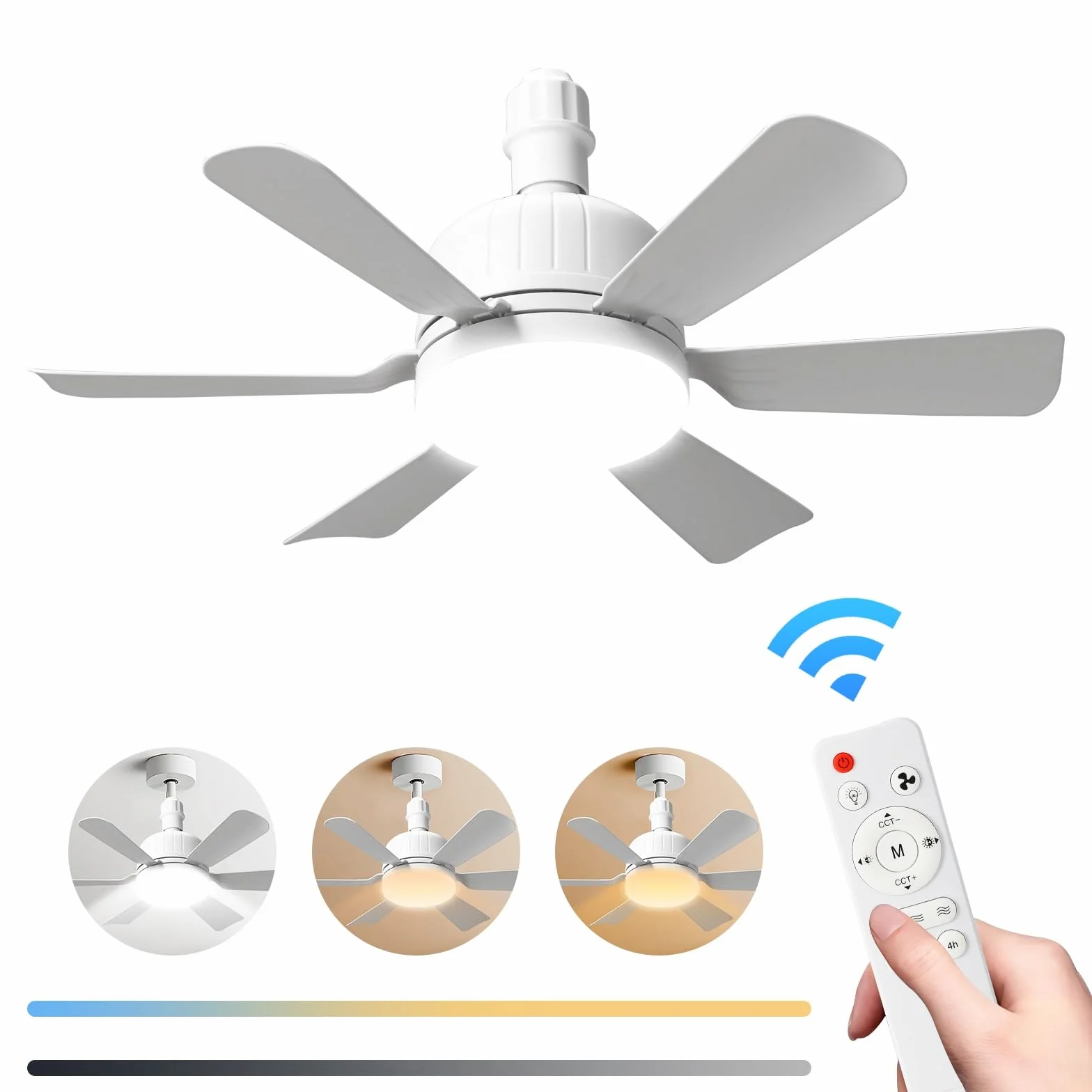 Ventilador de techo con luz LED 24W mando a distancia 3 velocidades silencioso E27