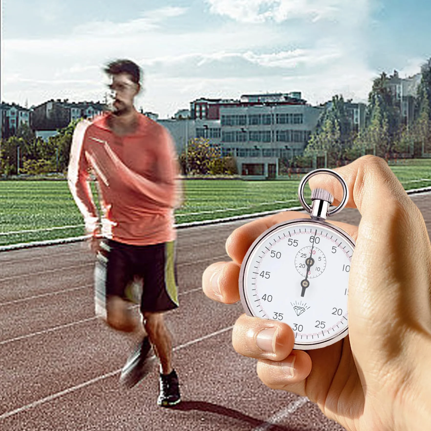 Cronómetro mecánico, cronómetro analógico de 13 Joyas con sincronización precisa para Deportes y Laboratorio, con Esfera Blanca y cordón, de 60 s/30 M, Reloj analógico con