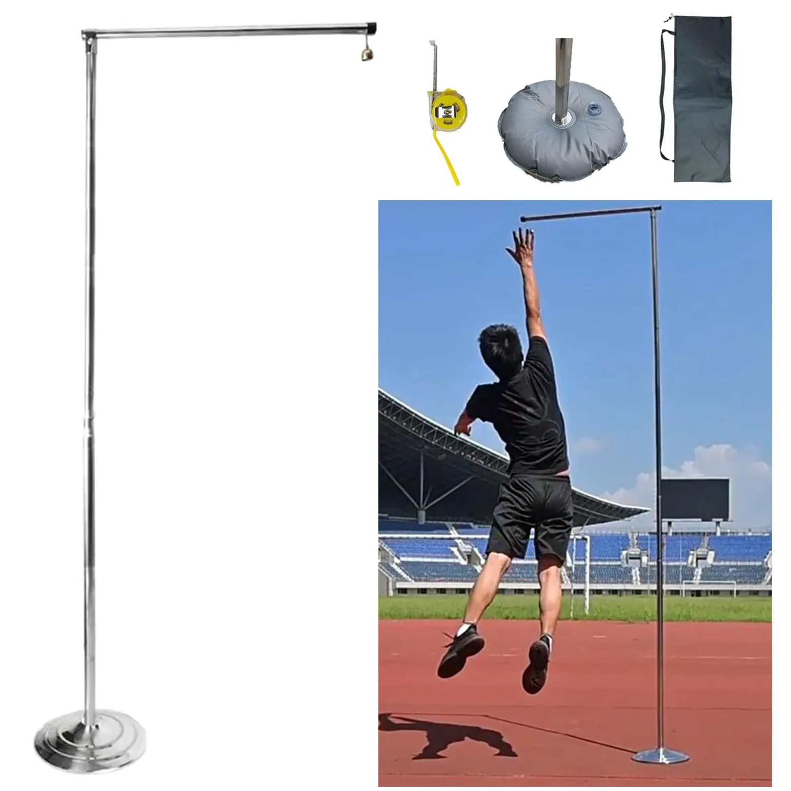 Probador de medición de salto vertical, poste de entrenamiento físico portátil con bolsa de agua, equipo deportivo escolar para saltar
