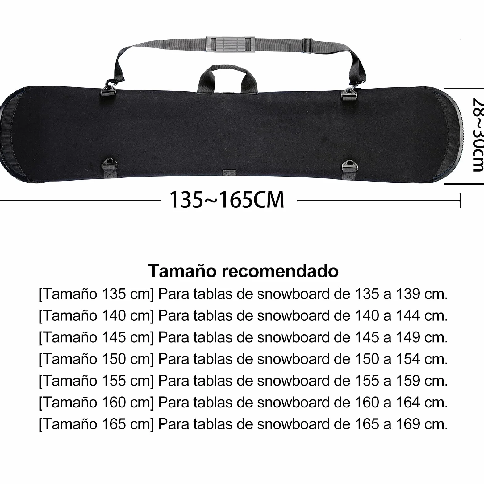 Funda para snowboard, bolsa de snowboard ajustable suave con correa para el hombro con ribete