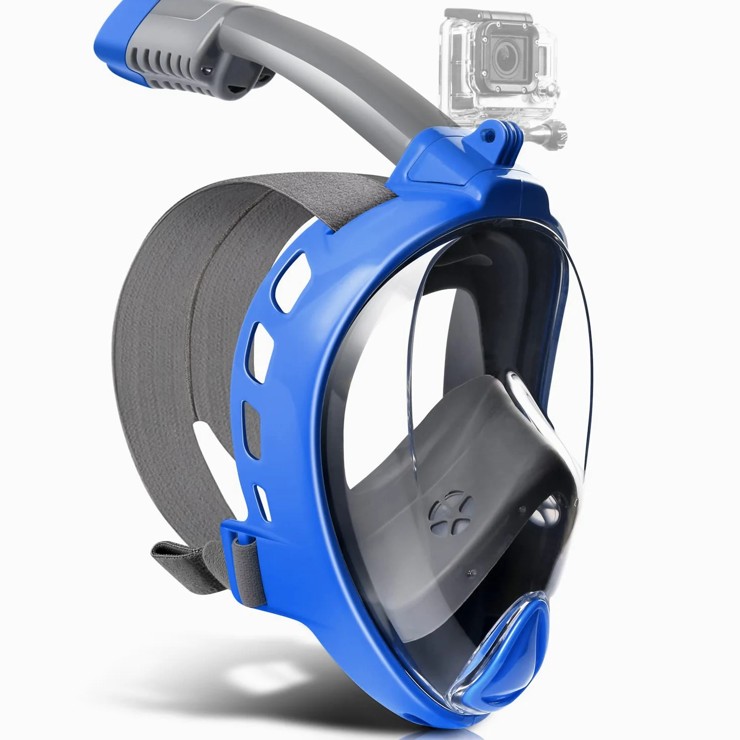 Odoland Máscara de Buceo Integral para Adultos, Máscara de Snorkel con Vista Panorámica de 180° con Soporte para Cámara, Sistema de Respiración Antivaho y Antipérdida