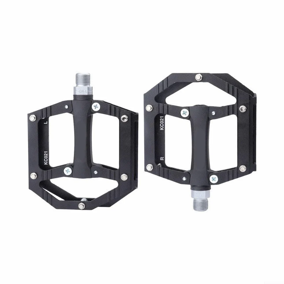 Pedales de bicicleta de montaña, aleación de aluminio CNC con cuerpo de fibra de nailon, pedales planos antideslizantes de doble rodamiento para ciclismo MTB