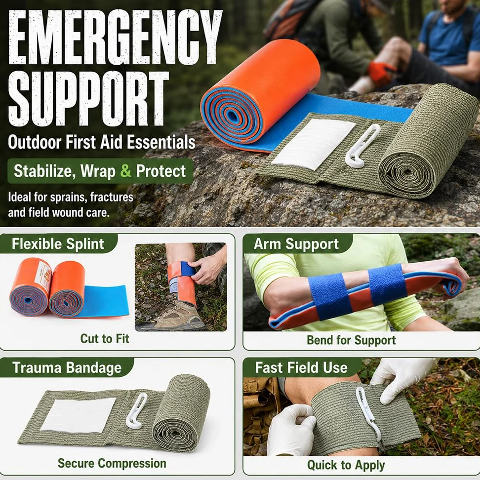 Juego de primeros auxilios militares para exteriores, 61 unidades, kit de primeros auxilios militares, relleno de Ifak, kit de emergencia, kit de supervivencia para acampar al aire libre, caza