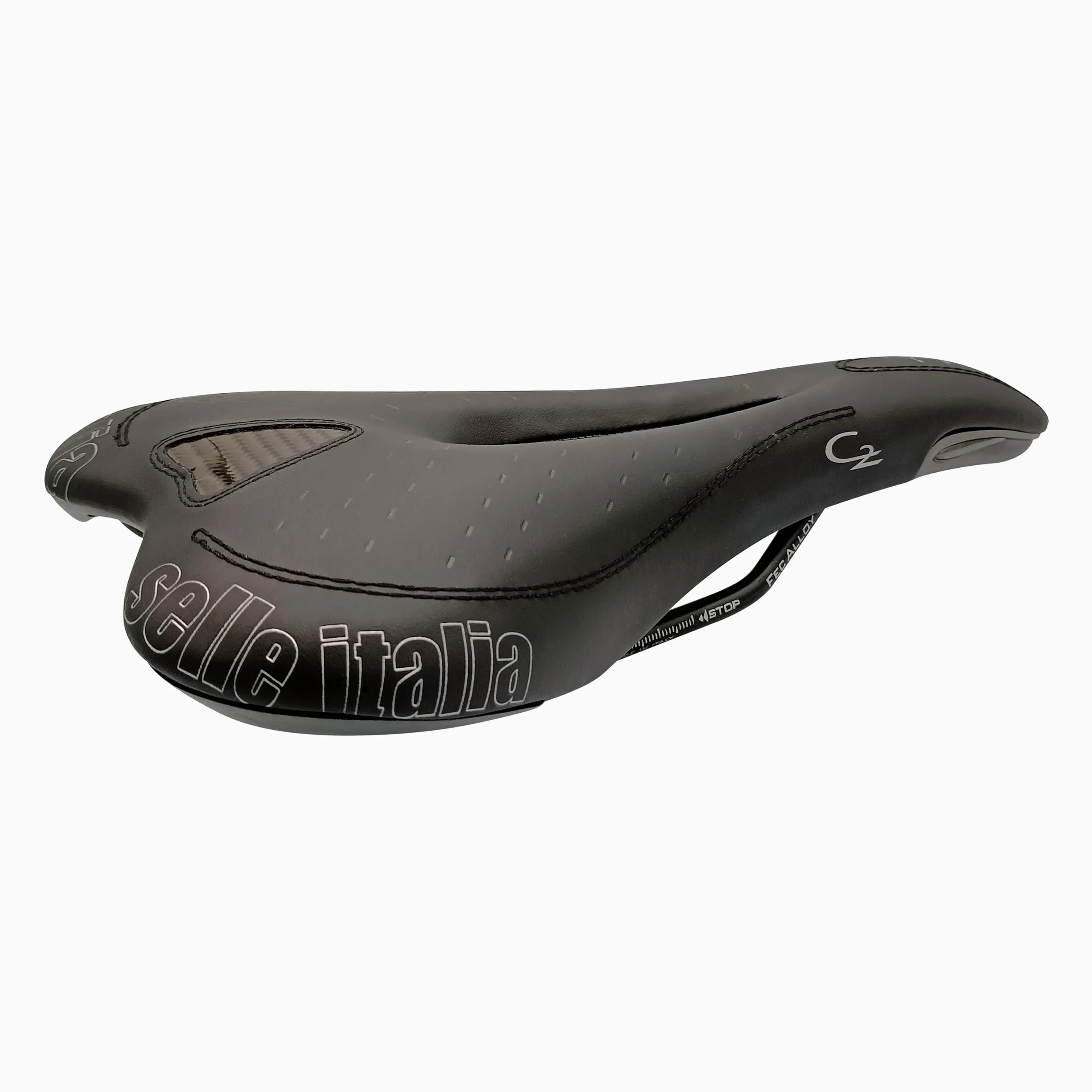 Selle Italia C2 Gel Flow Racing - Sillín Bicicleta Gel Suave, Antivibración, Rail Aleación Fec, Resistente Agua - Talla S2, Negro
