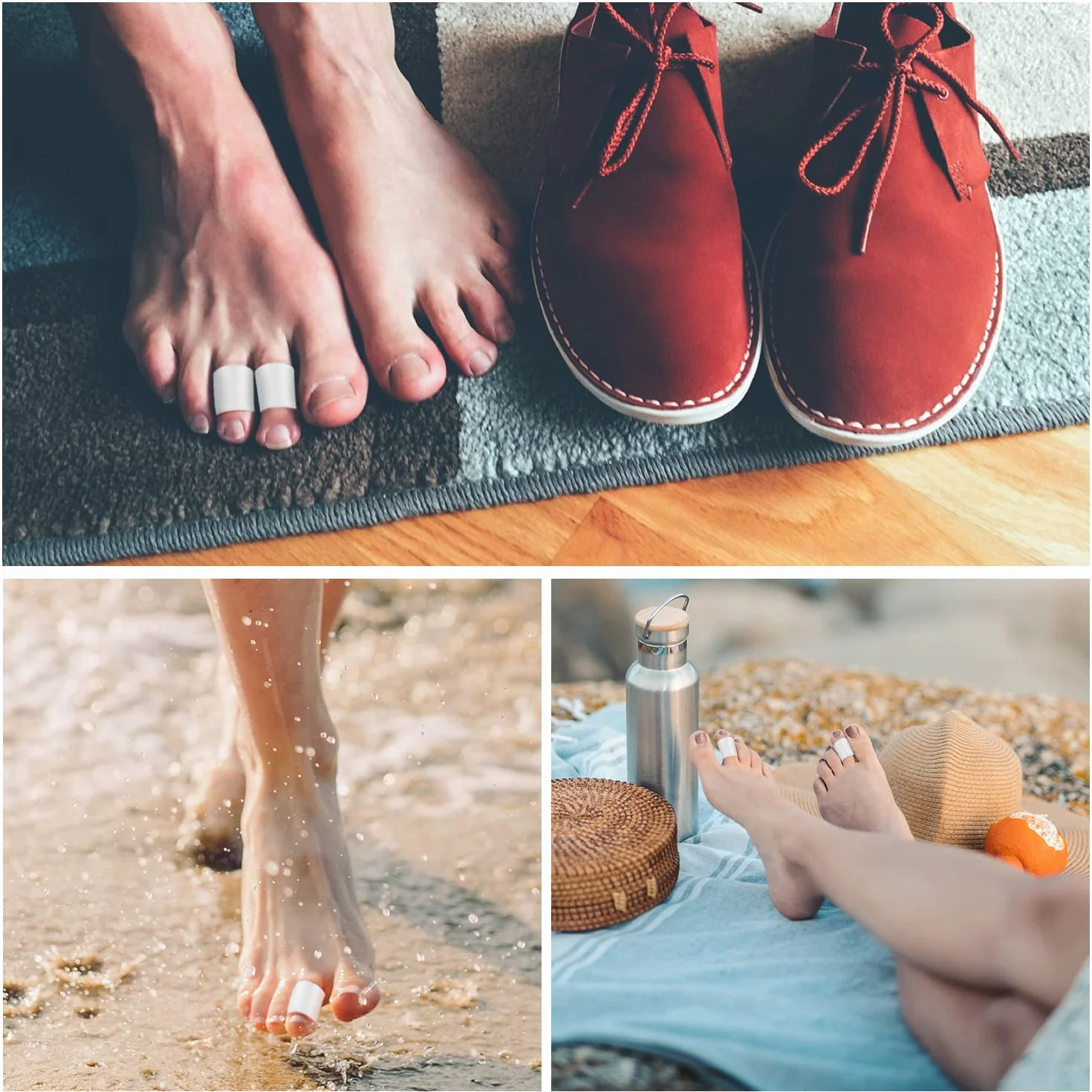 Protectores de silicona para los dedos de los pies, almohadillas antifricción para ampollas y callos