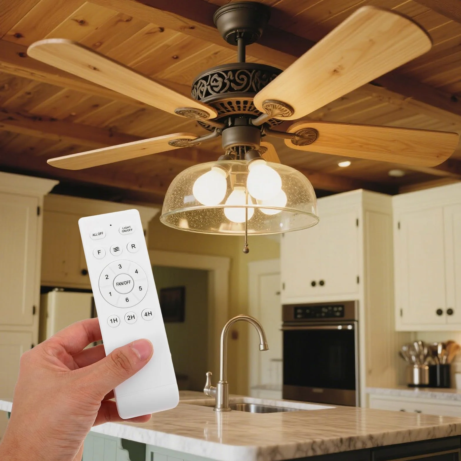 COLLBATH 2 mandos a distancia para ventilador de techo, control de 6 velocidades, regulador de intensidad de luz, temporizador 1-4 horas