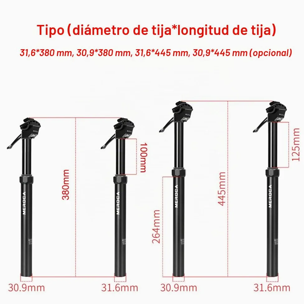 Tija de sillín telescópica para Bicicleta, Tubo de sillín de Bicicleta de Altura Ajustable de 30,9/31,6mm, tija de sillín hidráulica de aleación de Aluminio, Accesorio para Ciclismo