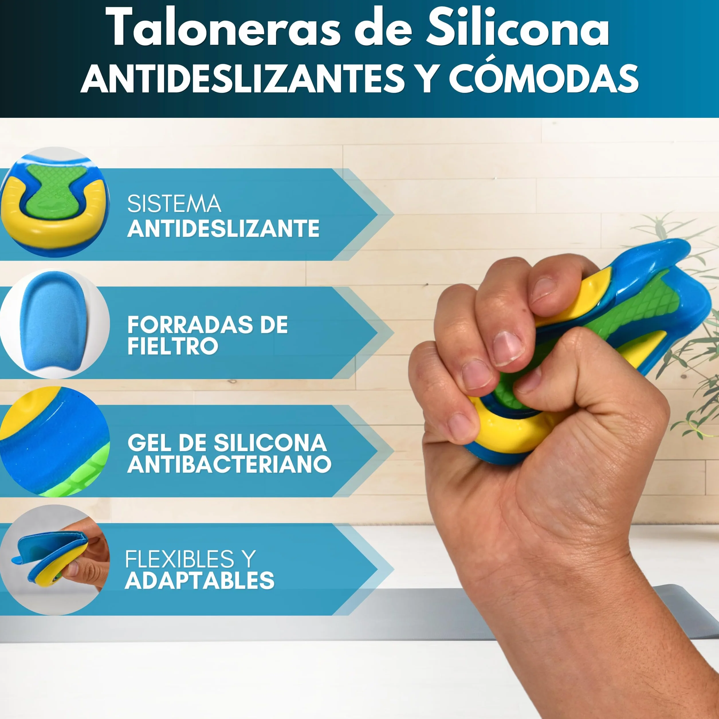 Plantillas de Silicona para Fascitis Plantar y Espolón Calcaneo - Taloneras de Gel Unisex Pack de 4